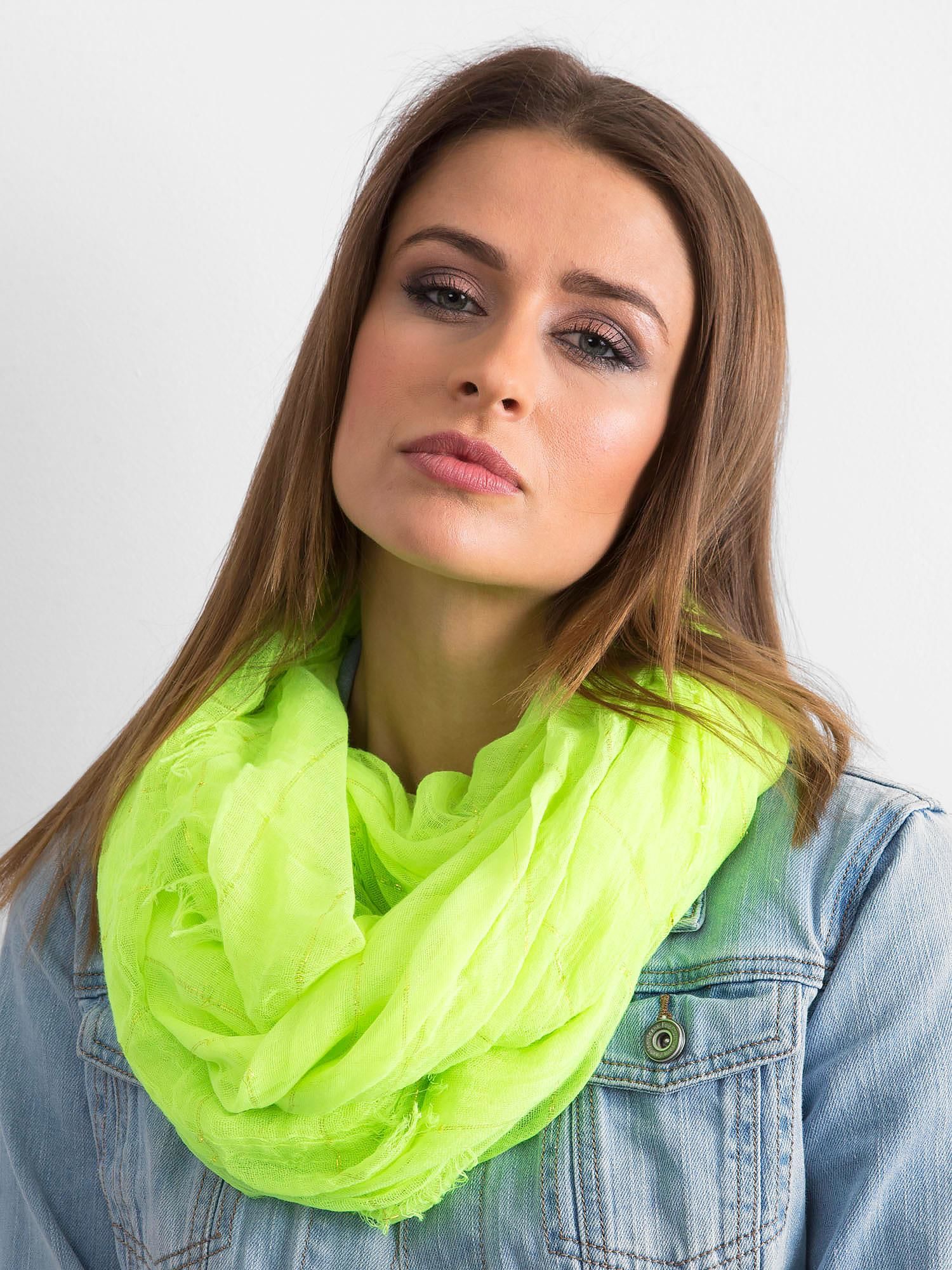 Fluo yellow scarf with metallic thread