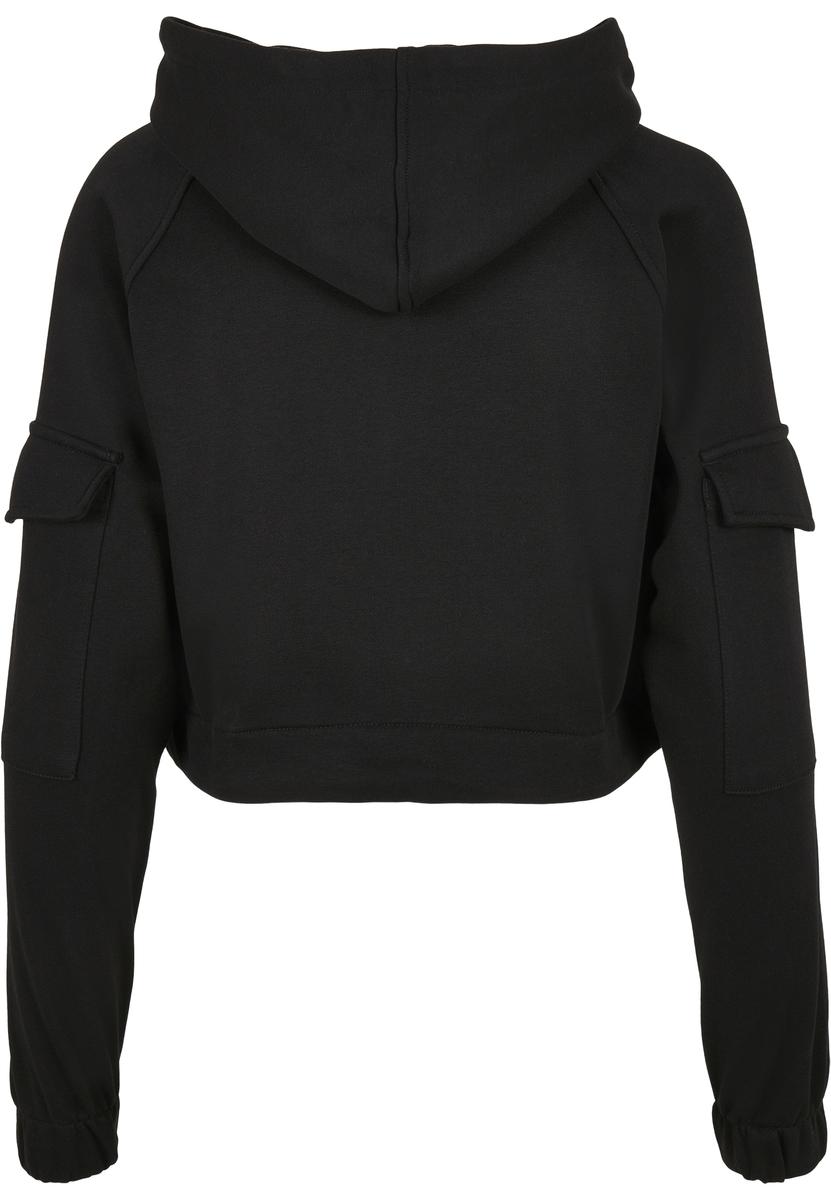 Doamnelor scurt lucrător Hoody Negru