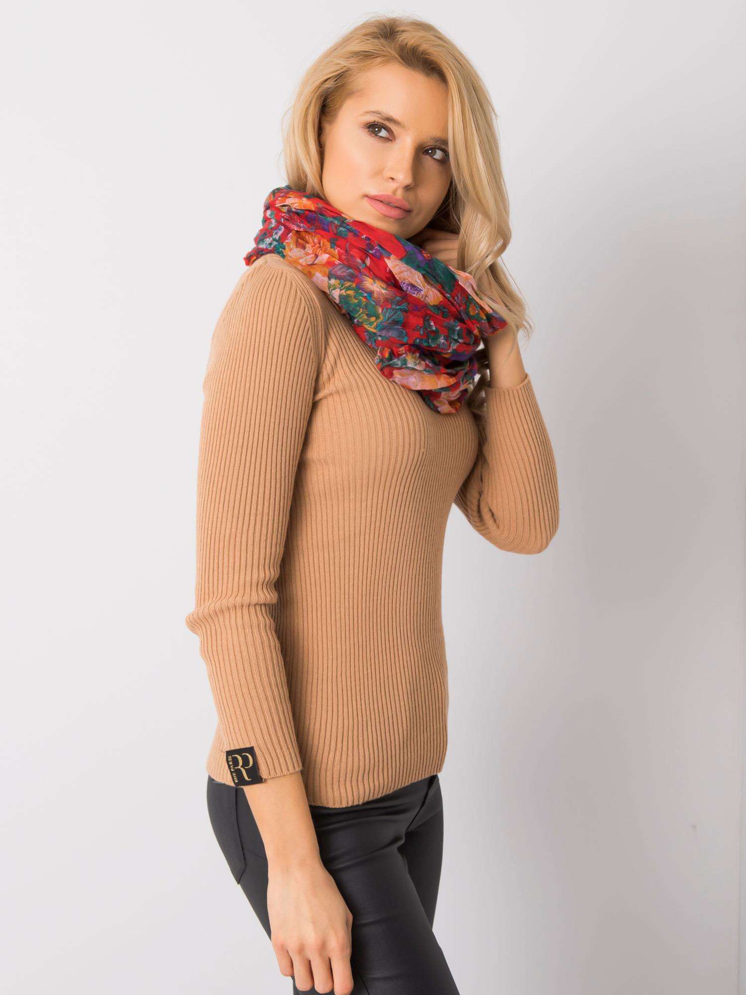 Eșarfă florală roșie