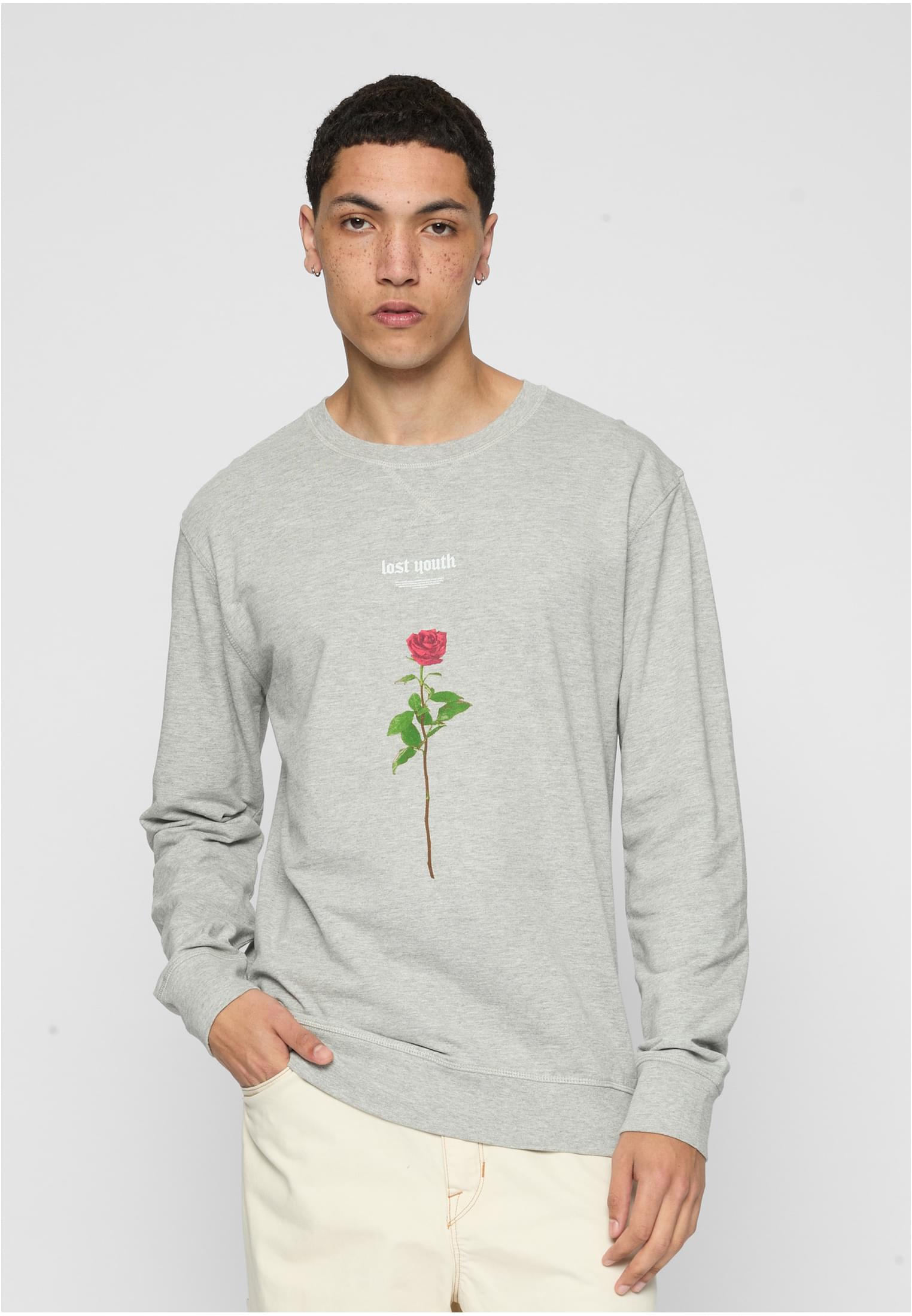 Lost Youth Rose Crewneck Grey