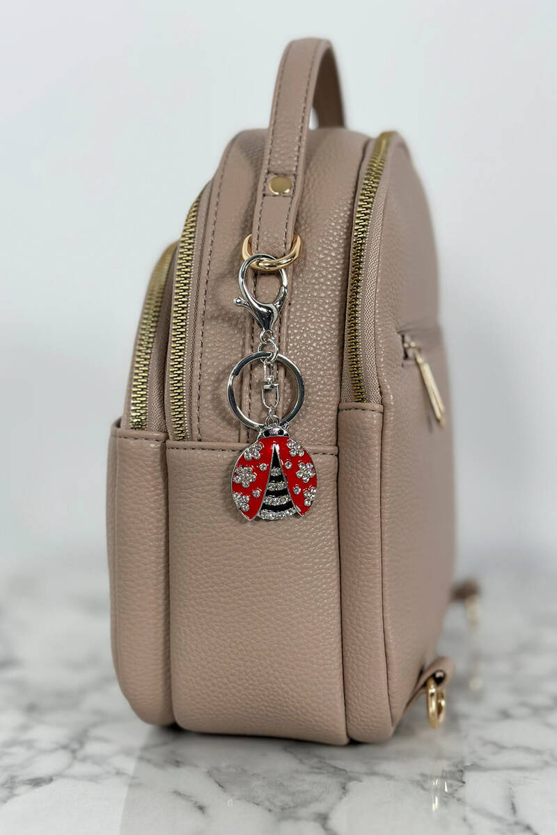 Keychain Ladybird Silver + Red + Black