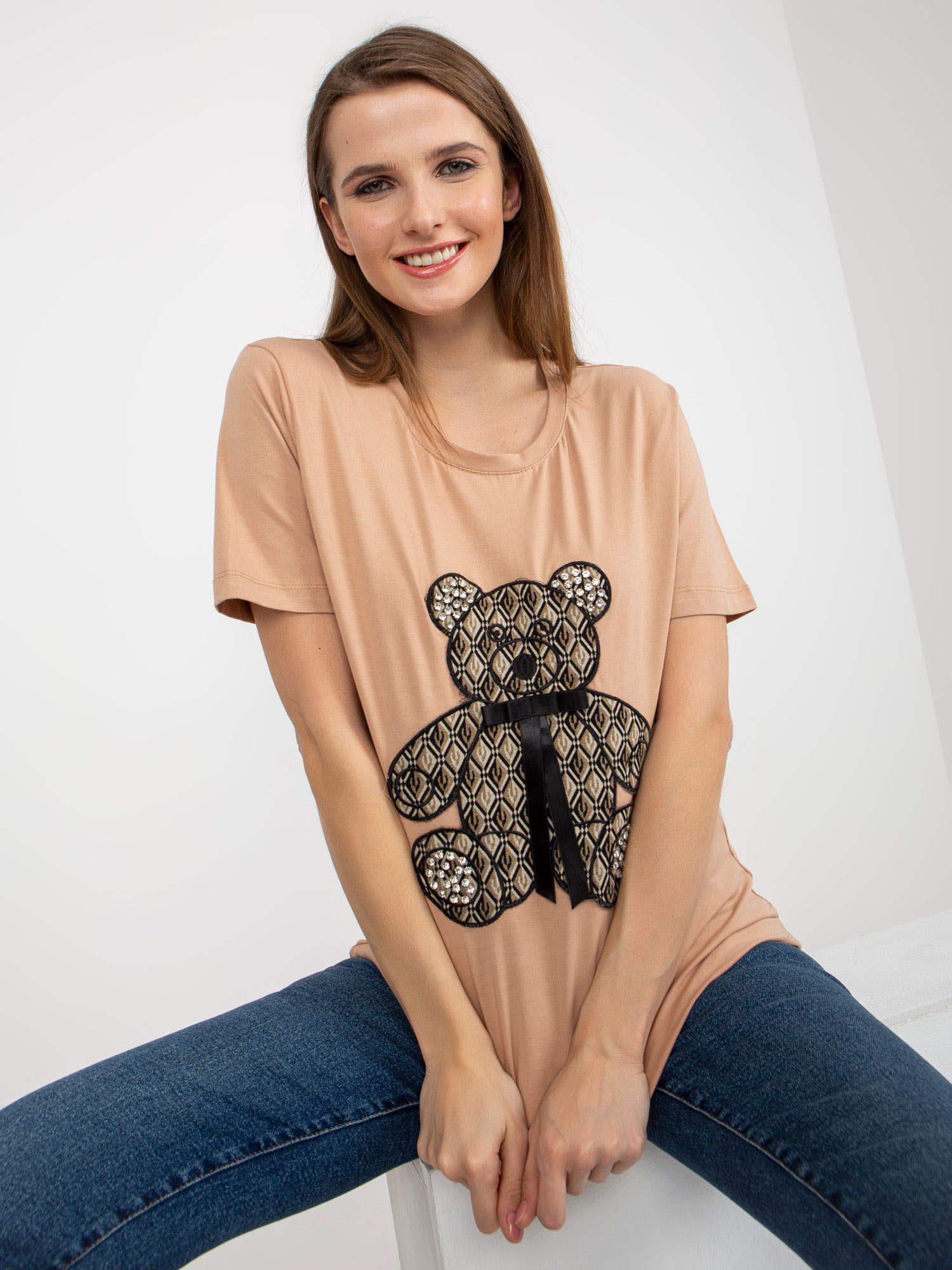 Levně Camel dámské tričko s medvídkem a 3D aplikací