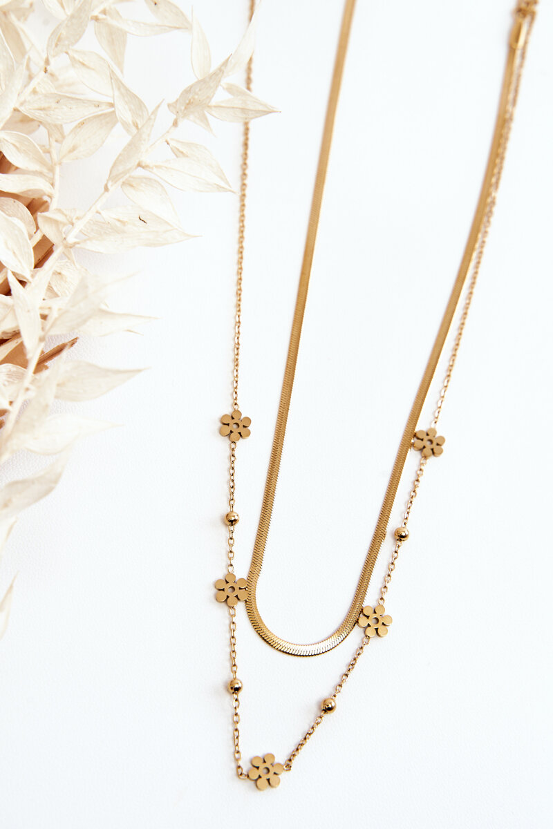 Women's Snake Chain With Flowers, Gold