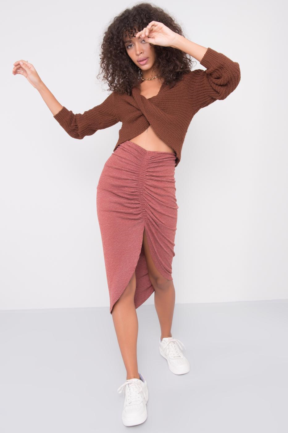 BSL Brick-red fitted women´s skirt
