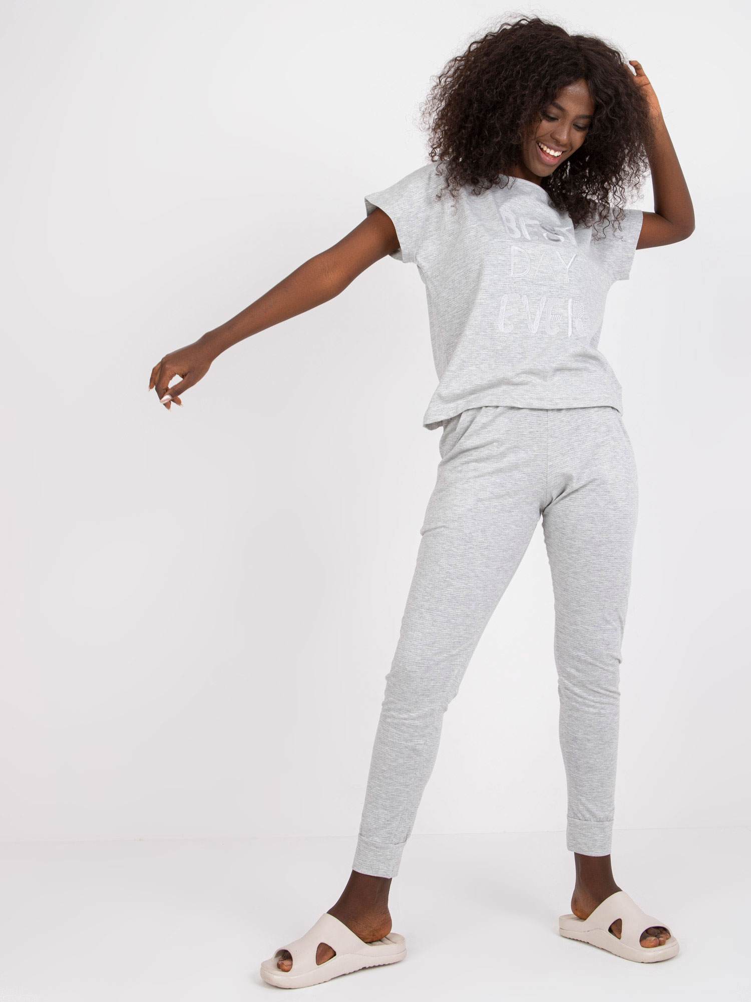 Grey Two-piece Pajamas With Trousers