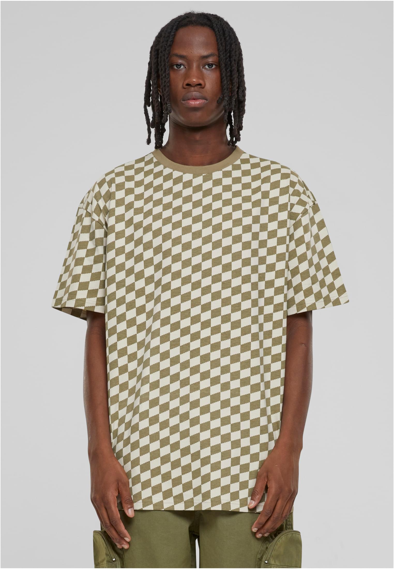 Men's T-shirt Oversized Check Khaki