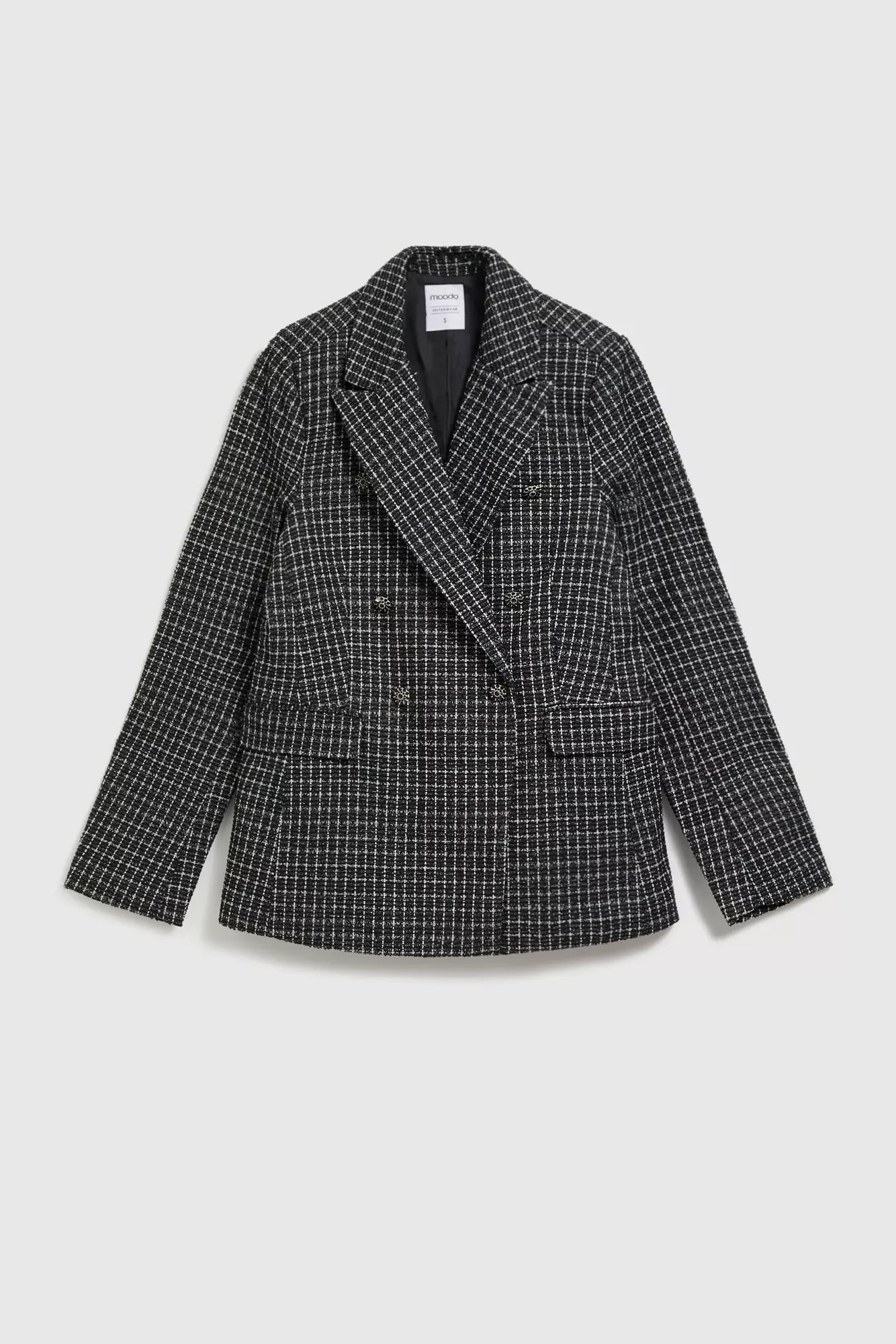 Double-breasted blazer with decorative buttons