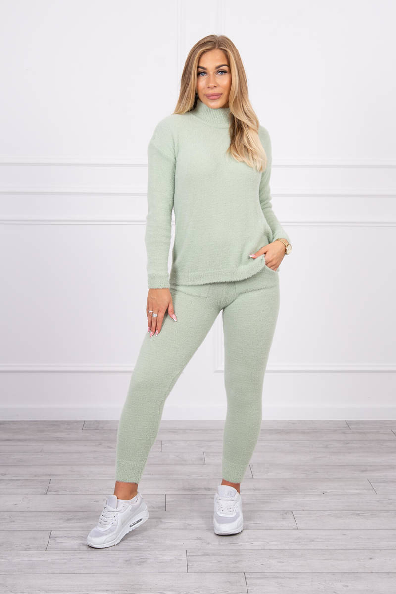 Two-piece set of dark mint alpaca sweaters