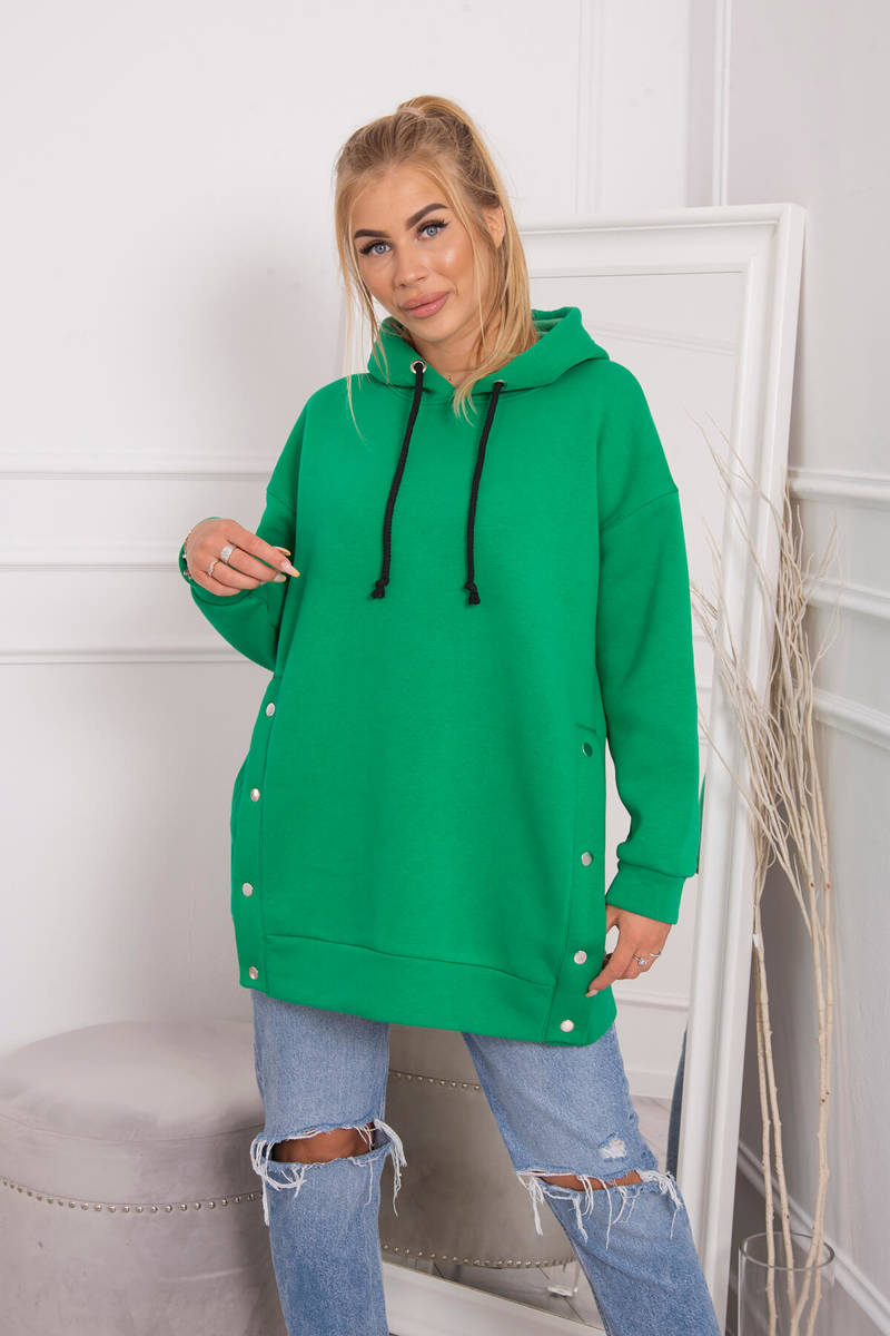 Insulated Sweatshirt With Snap Studs Light Green