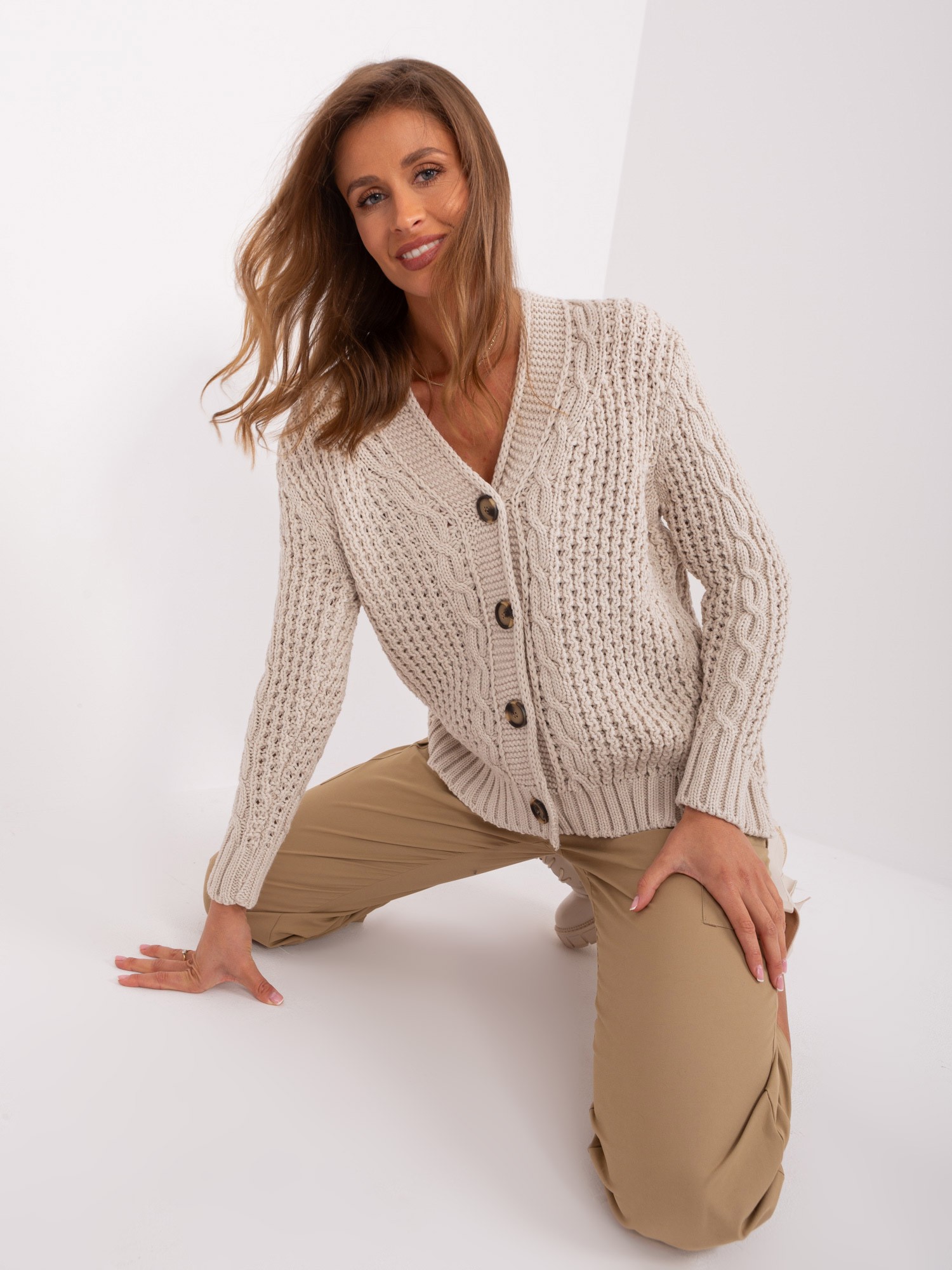 Light beige cardigan with buttons