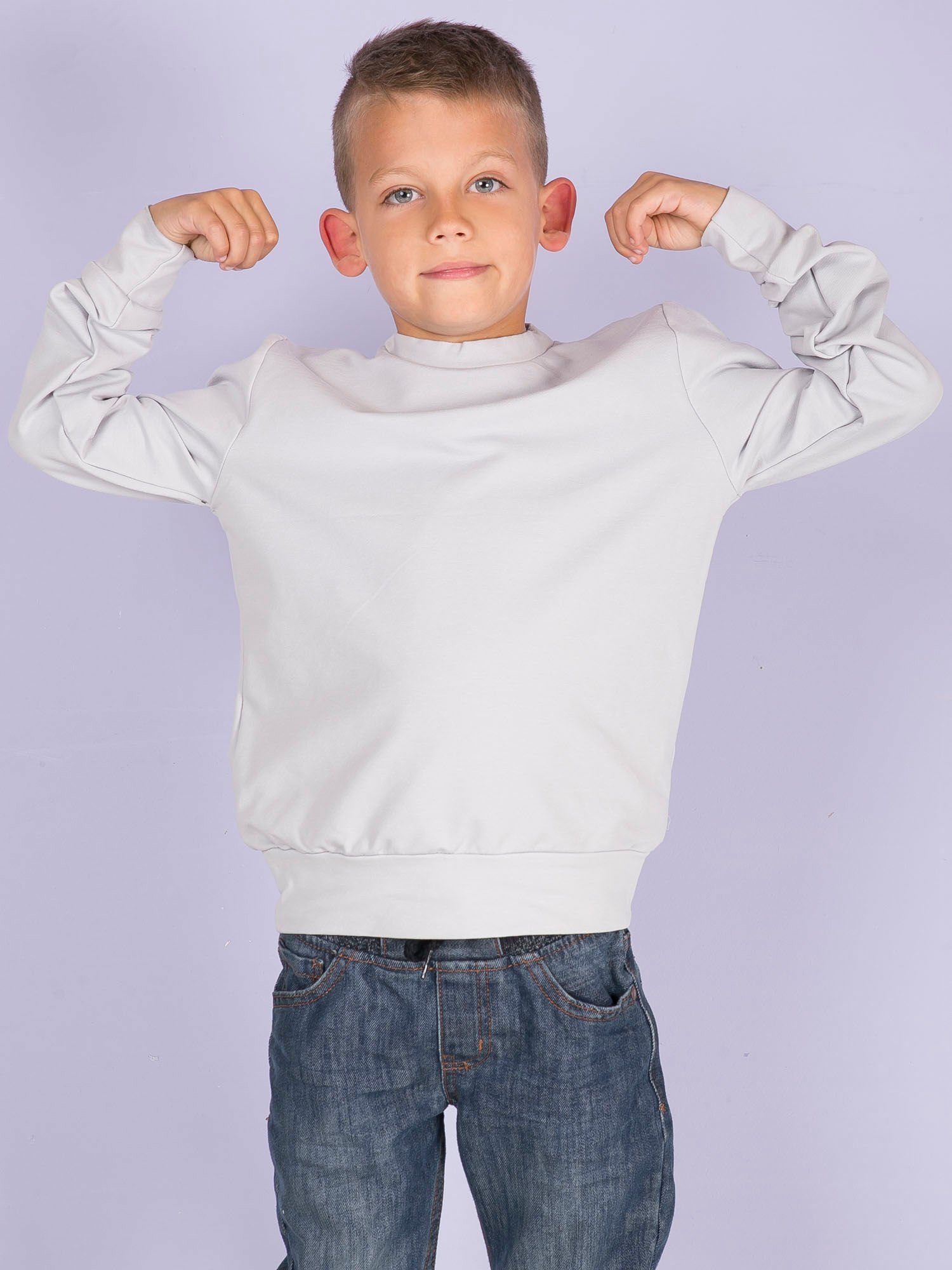 Light Grey Basic Hoodie For Young People