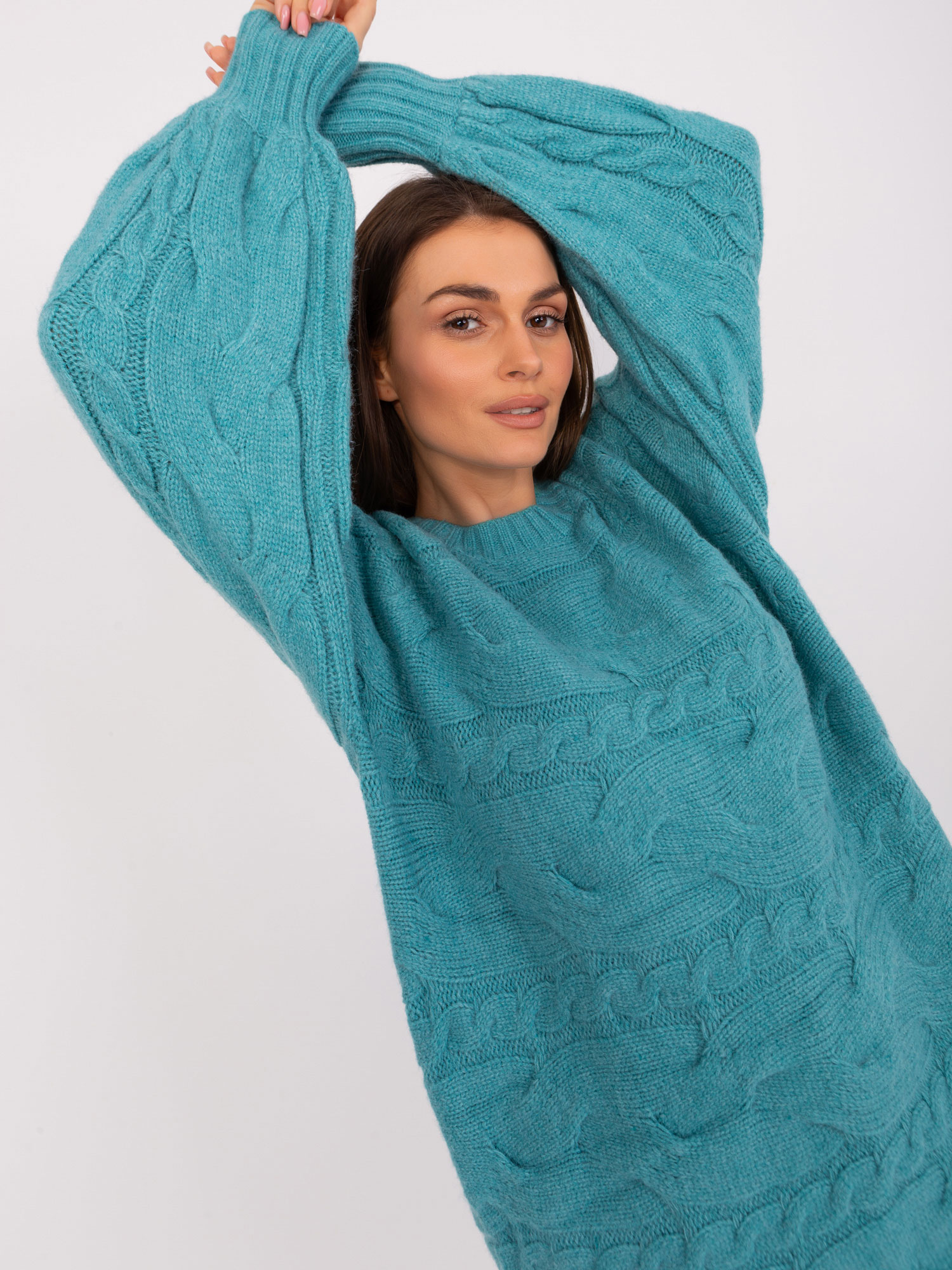 Turquoise Oversize Knit Dress