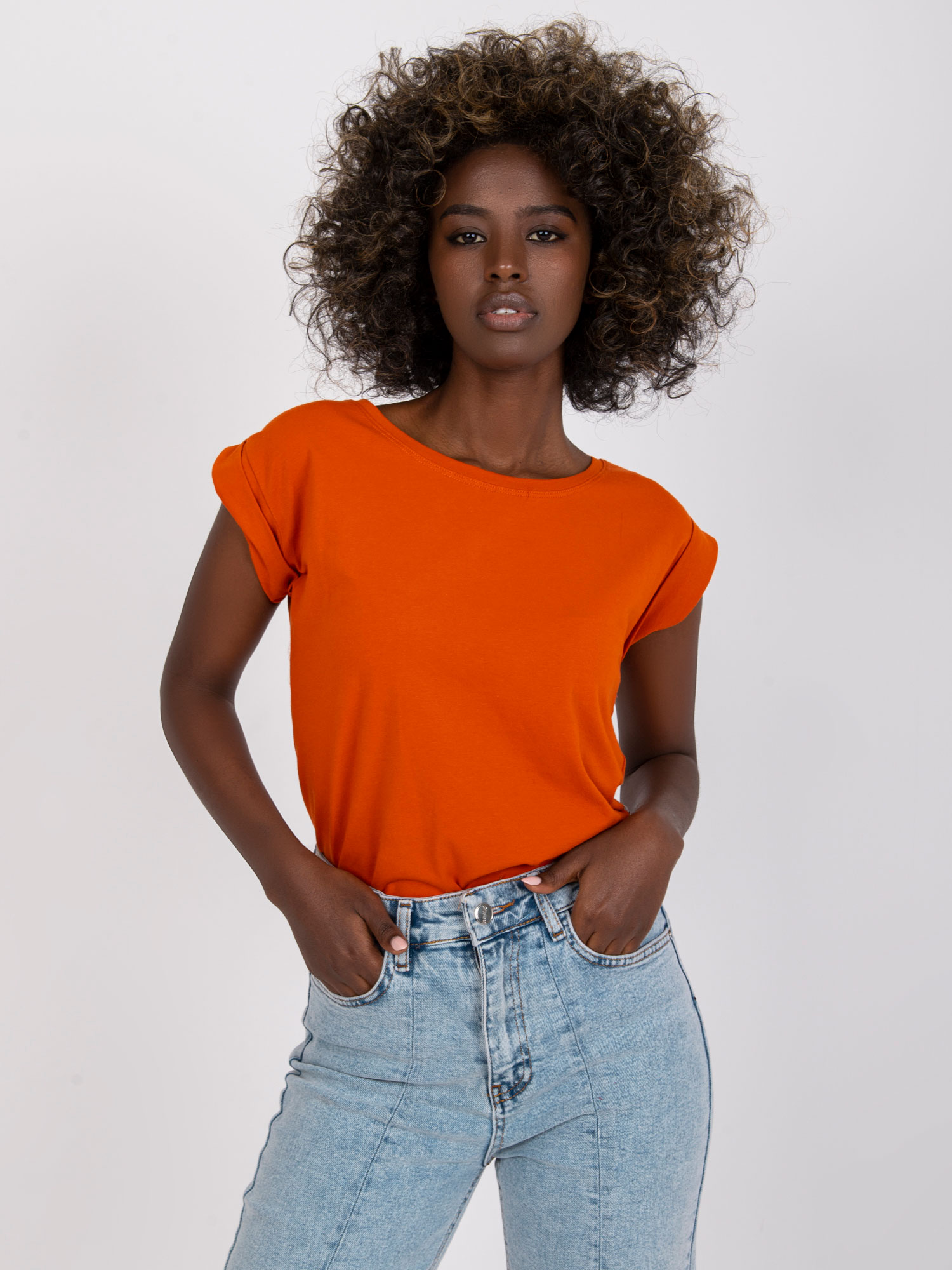 Tricou simplu pentru femei, portocaliu închis
