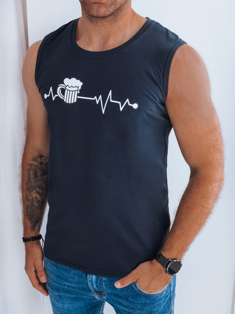Men's sleeveless T-shirt with Dstreet print in navy blue
