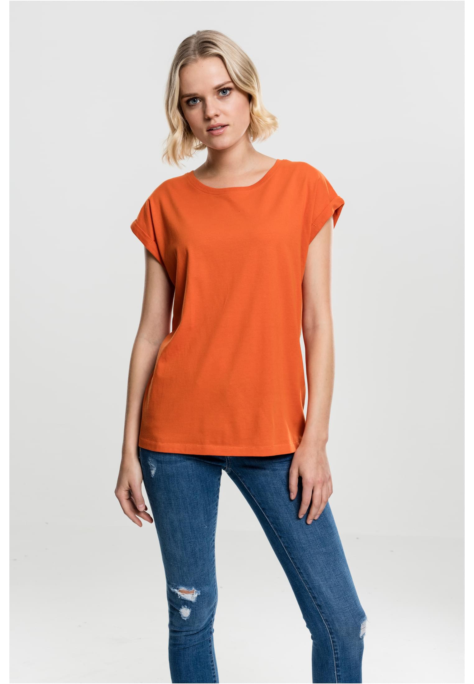 Women's T-shirt with extended shoulder rusty orange