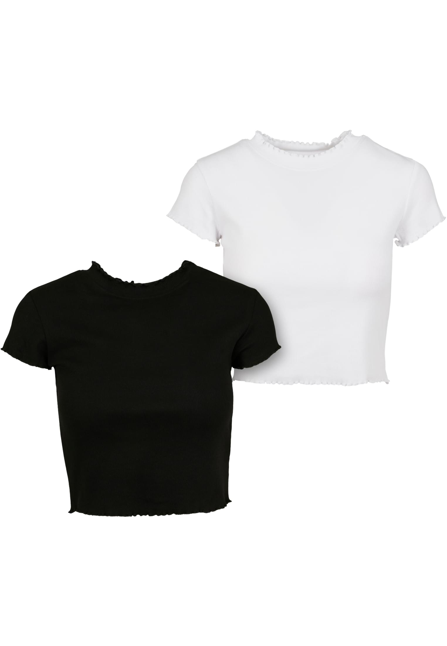 Ladies Cropped Rib Tee 2-Pack Μαύρο/λευκό