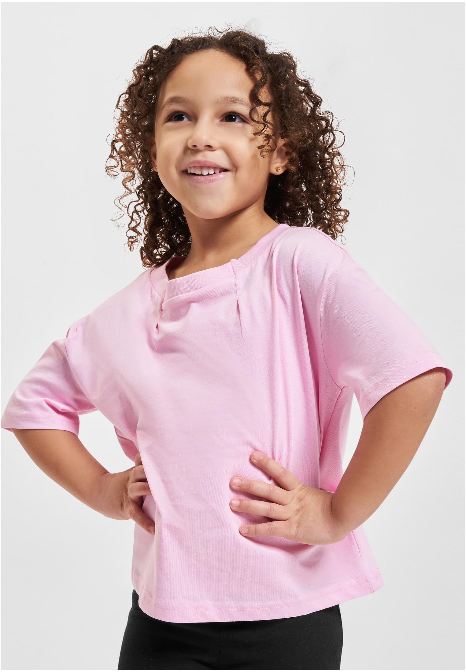 Levně Dívčí organické oversized plisované tričko dívčí růžové