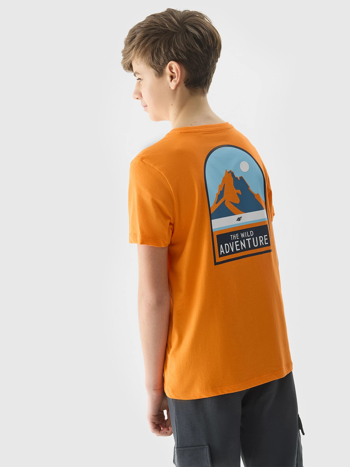 Boys' 4F Printed Organic Cotton T-Shirt - Orange