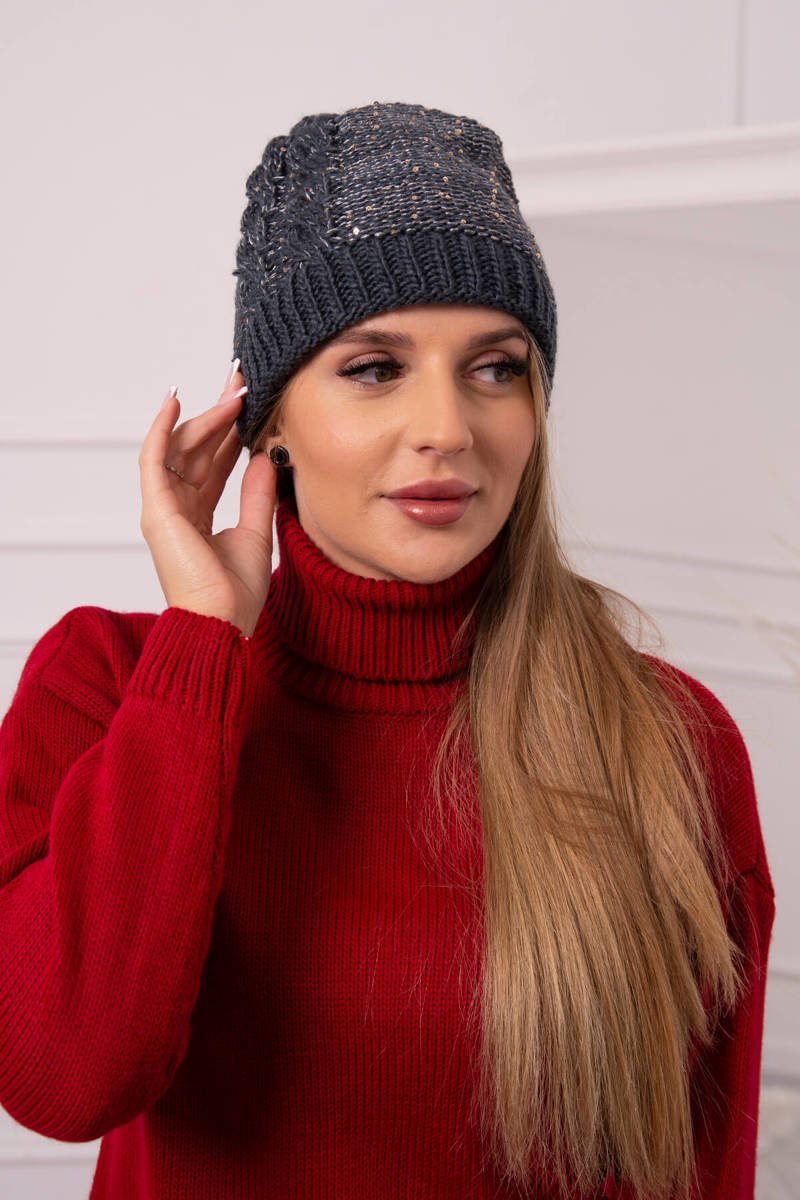 Ladies beanie Amira K359 graphite+white