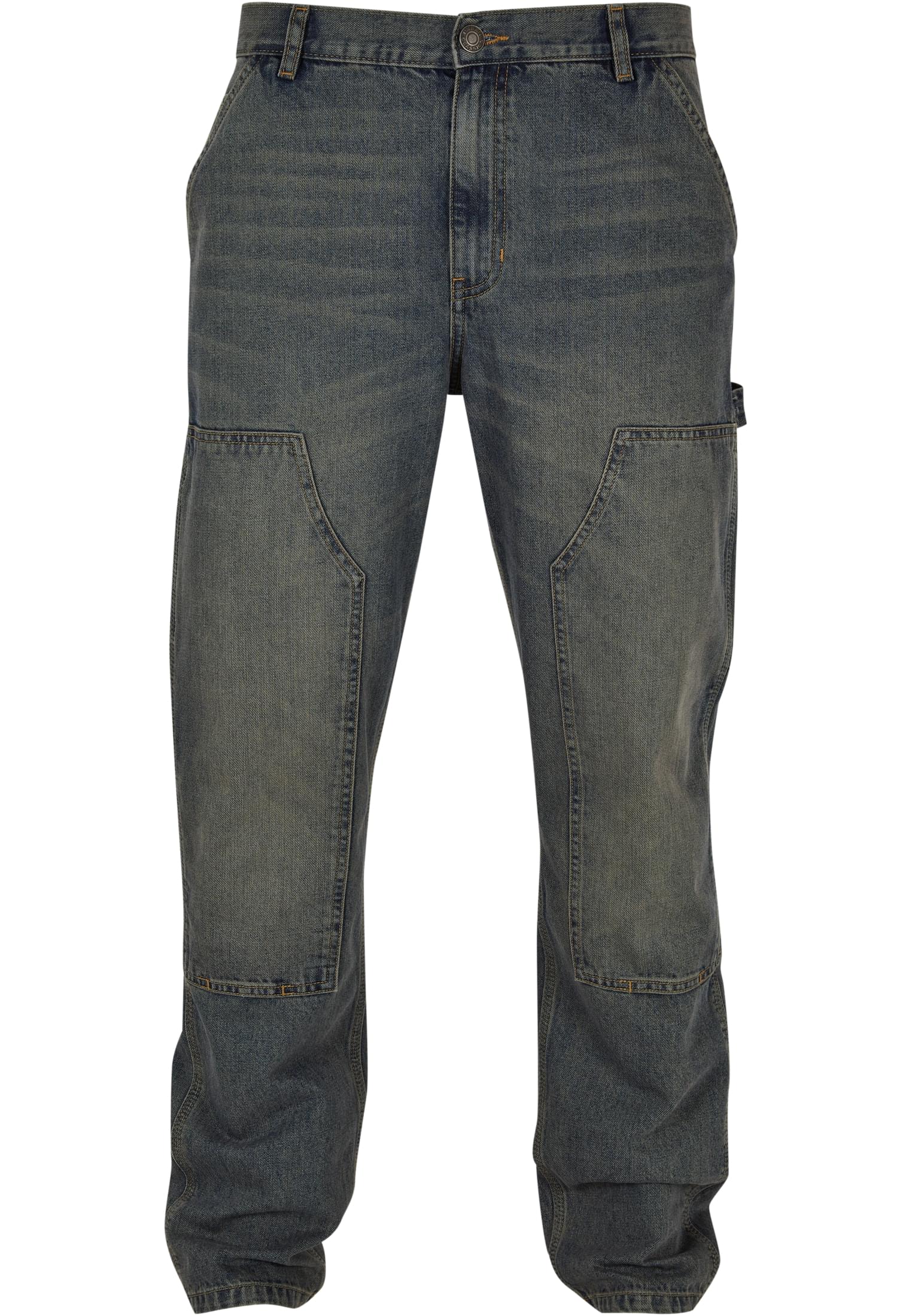 Men&#039;s Double Knee Jeans - Navy Blue/Washed