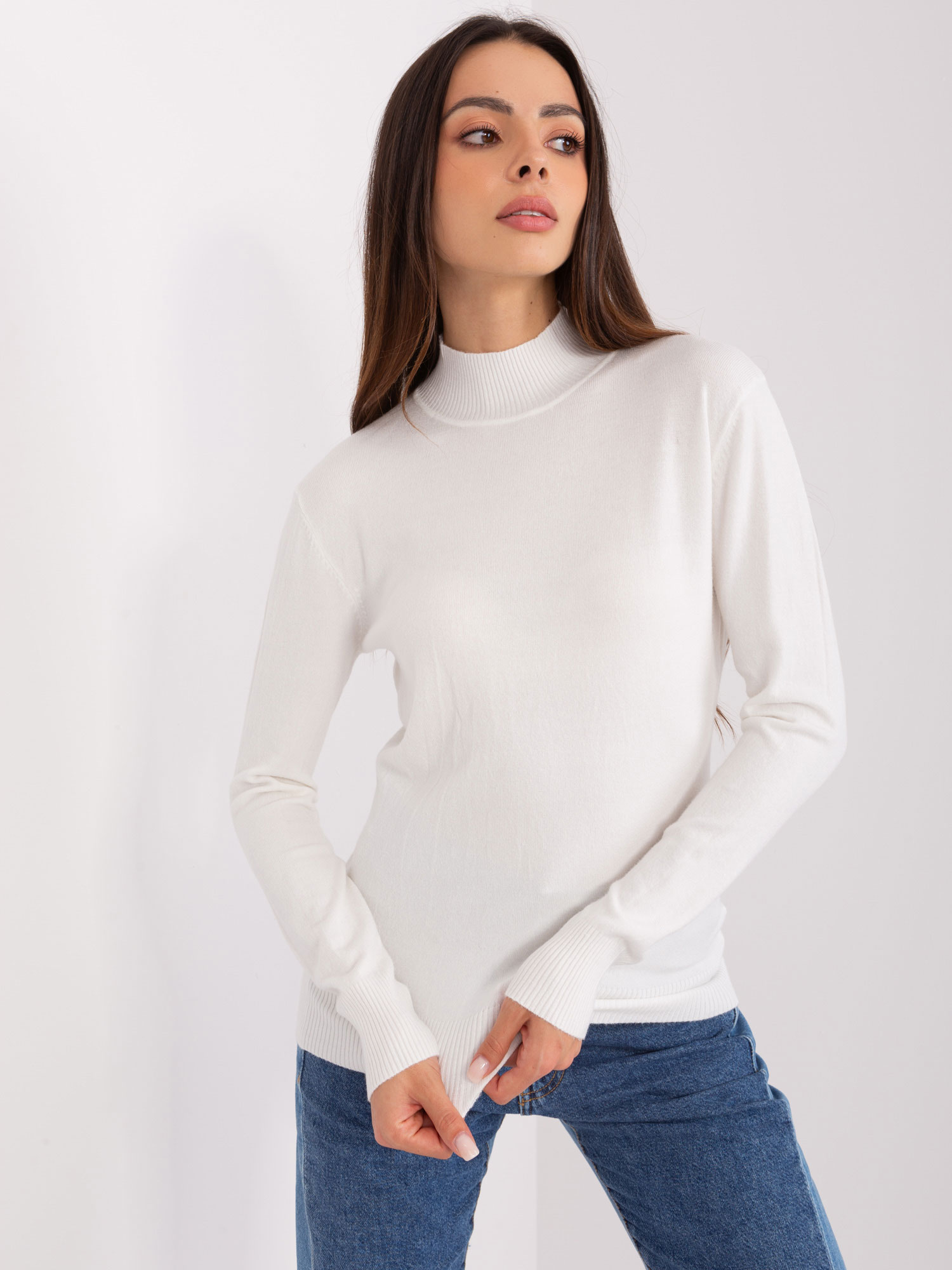 Ecru Ladies Turtleneck With Cuffs