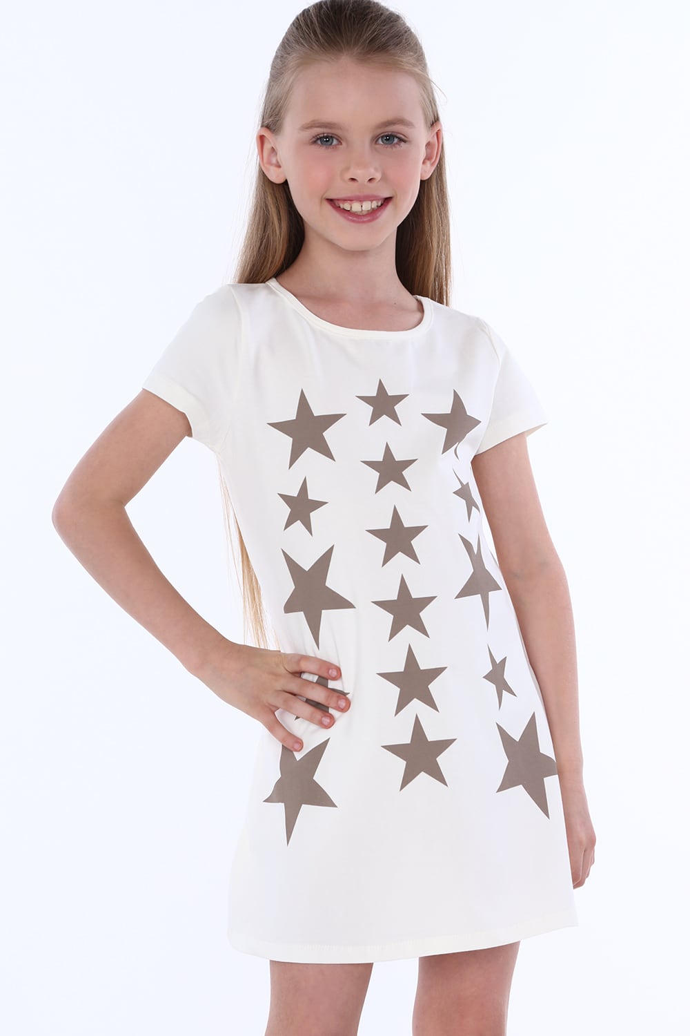 Cream girls' dress with stars