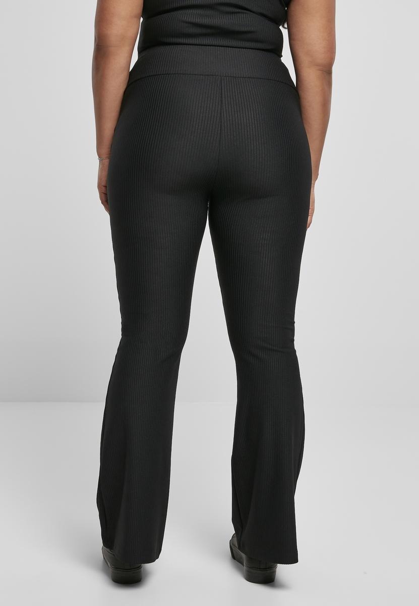 Women's High-waisted Leggings With Ribbed Fit Black