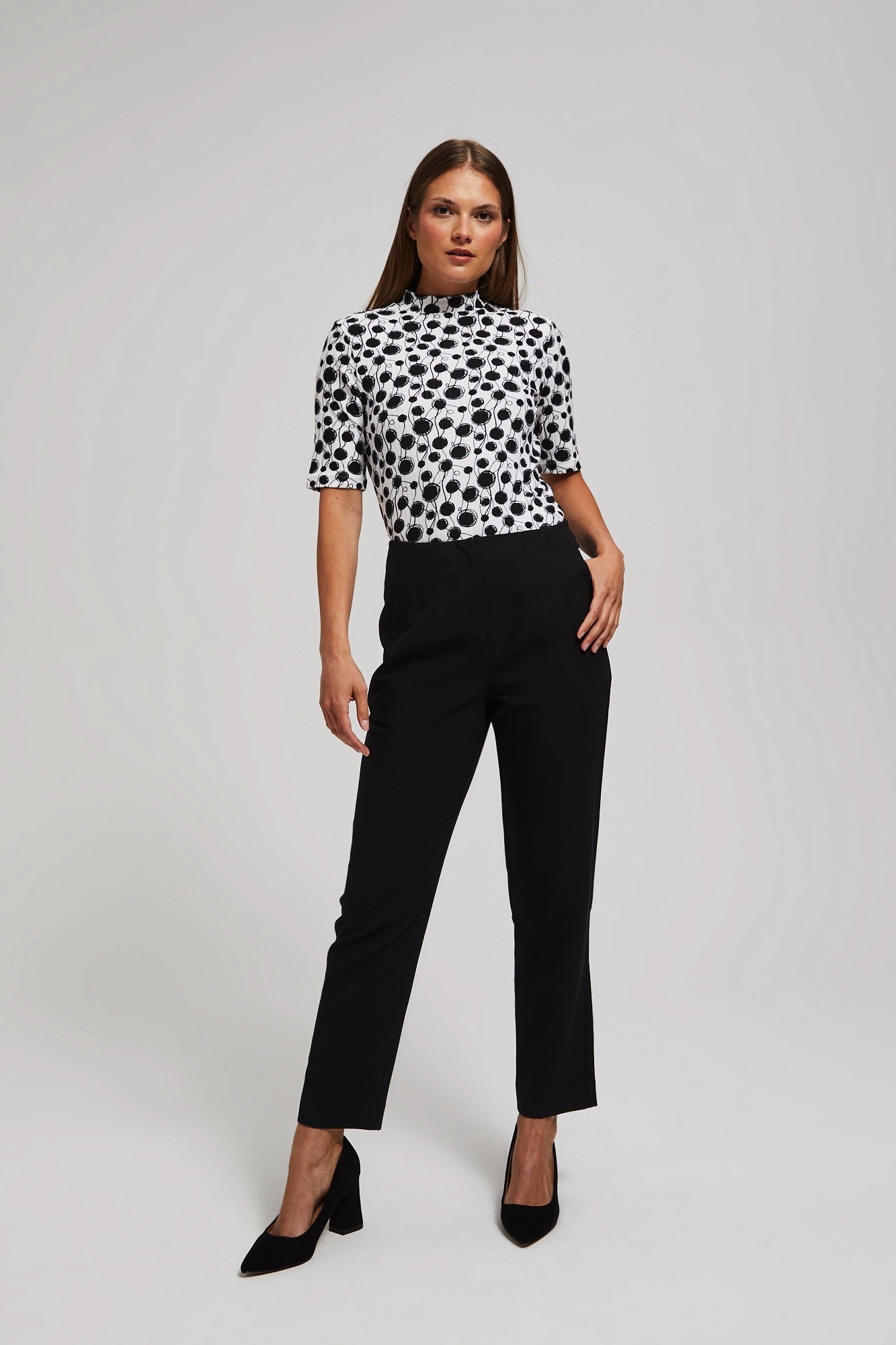 Patterned turtleneck blouse