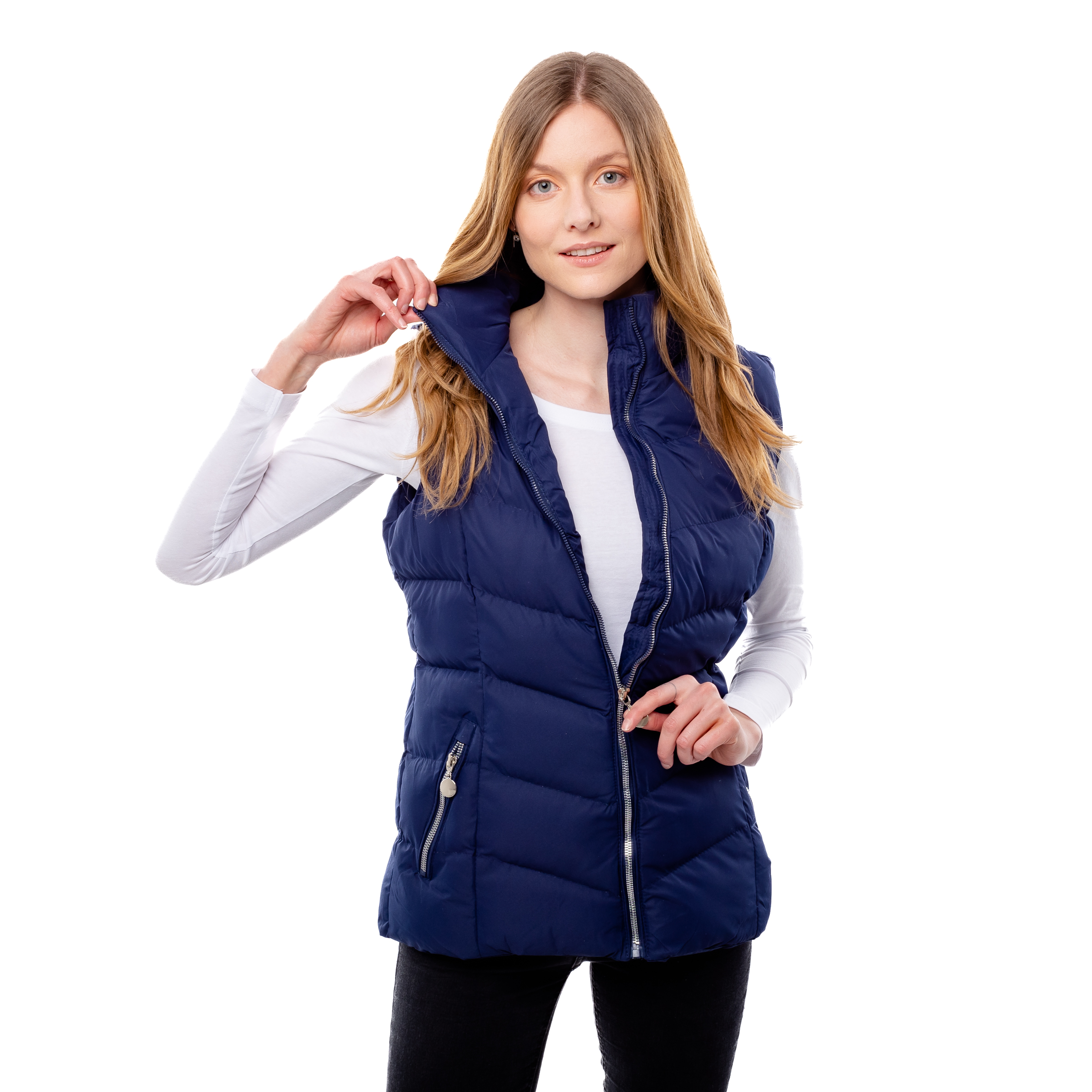 Women's quilted vest GLANO - dark blue