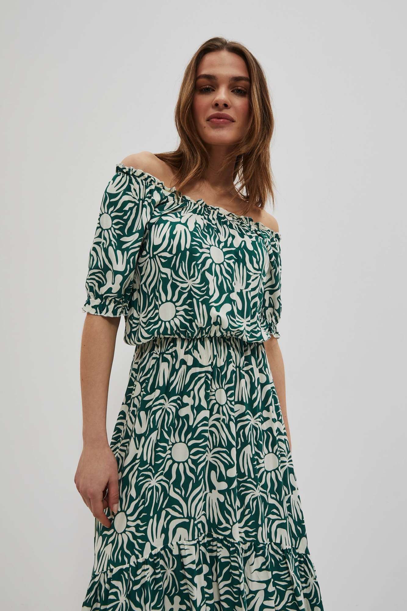 Marisse Women's Dress L-Su-4040 Palm Leaf