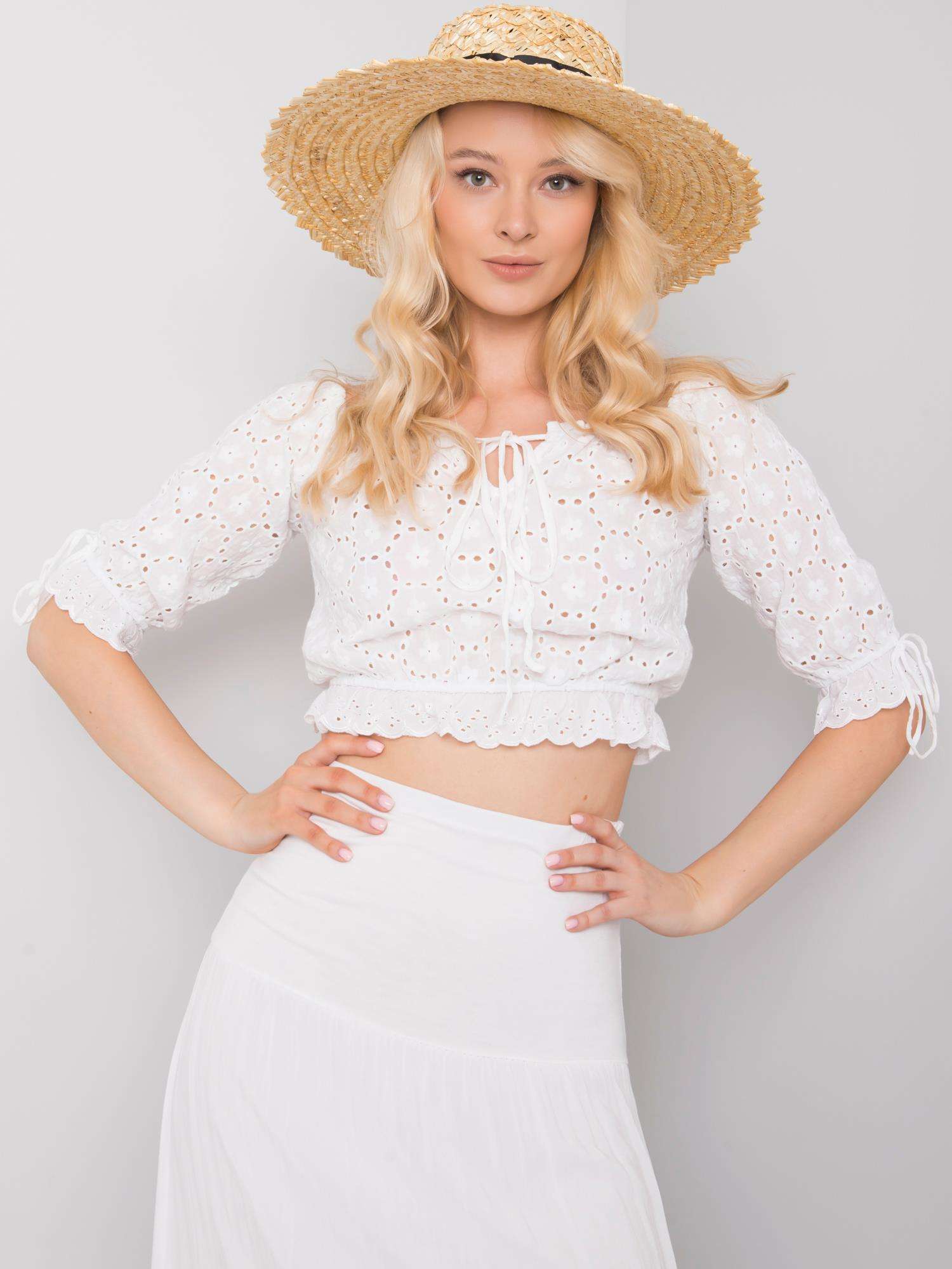 OH BELLA White Openwork Top