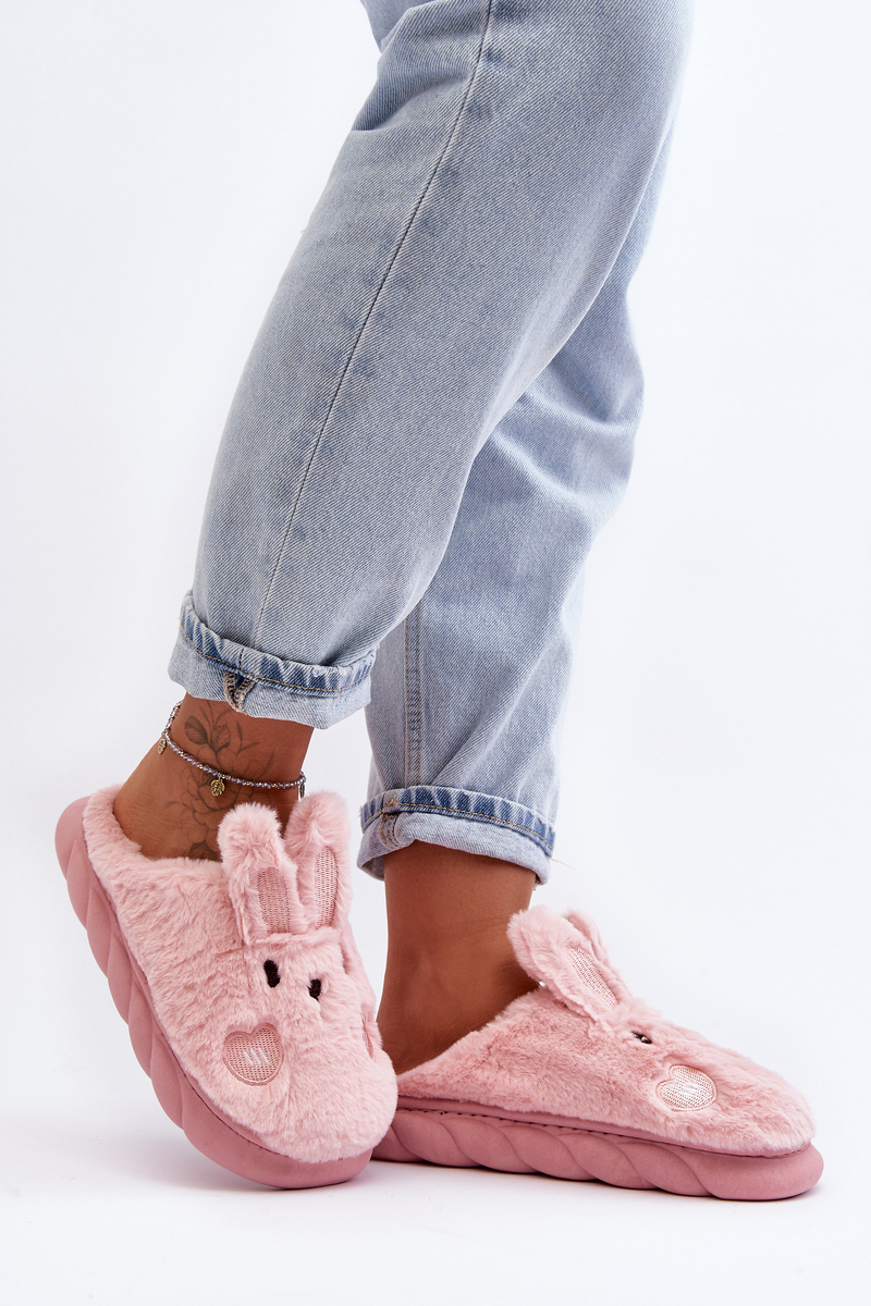 Women's Fur Slippers With Pink Bunny Naveritte