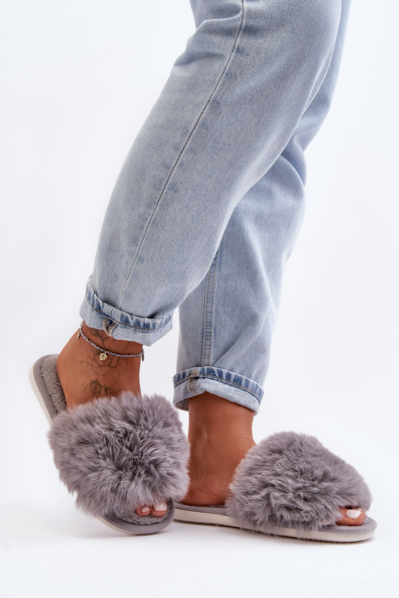 Women's Slippers With Fur Grey Vienitta