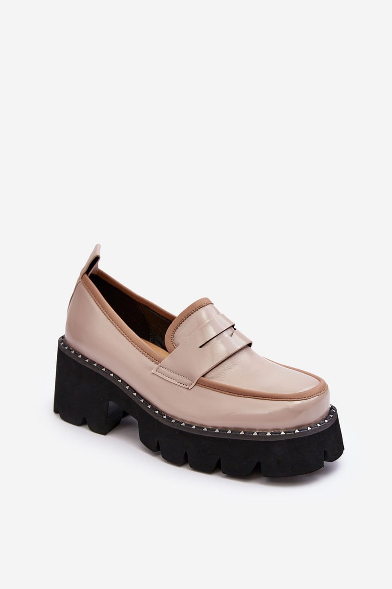 Women's leather loafers Beige