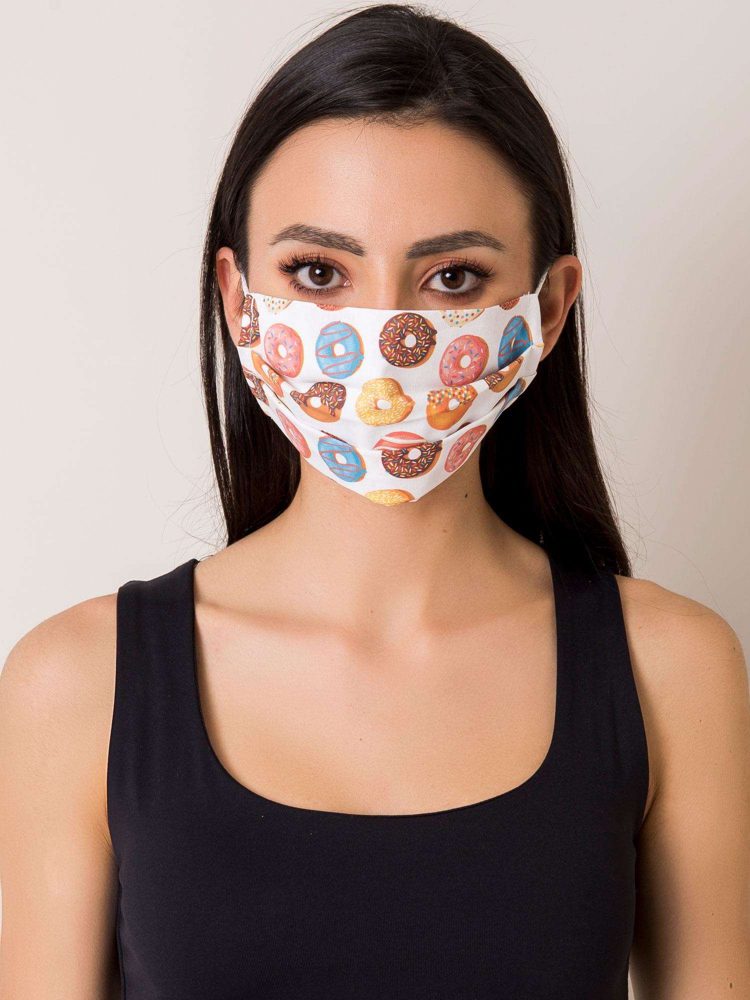 White Protective Cotton Mask With Print