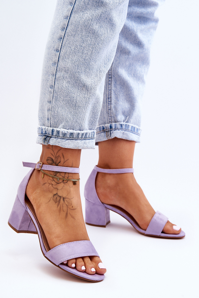 Suede Classic Low Heel Sandals Honeymoon Purple