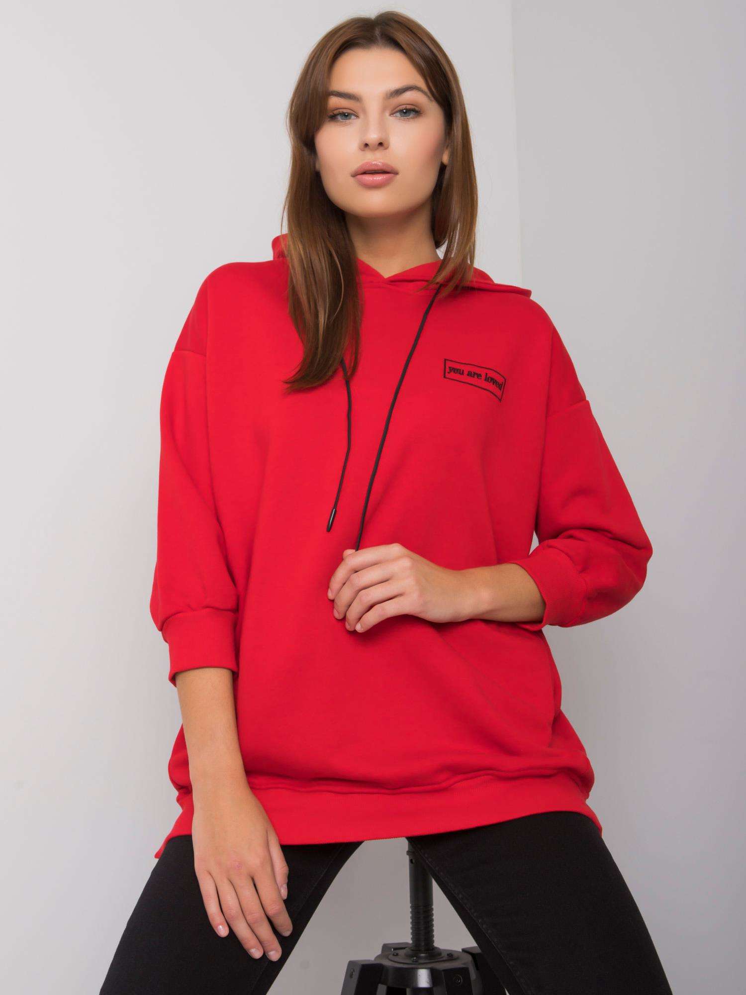 Red Cotton Sweatshirt With Pockets