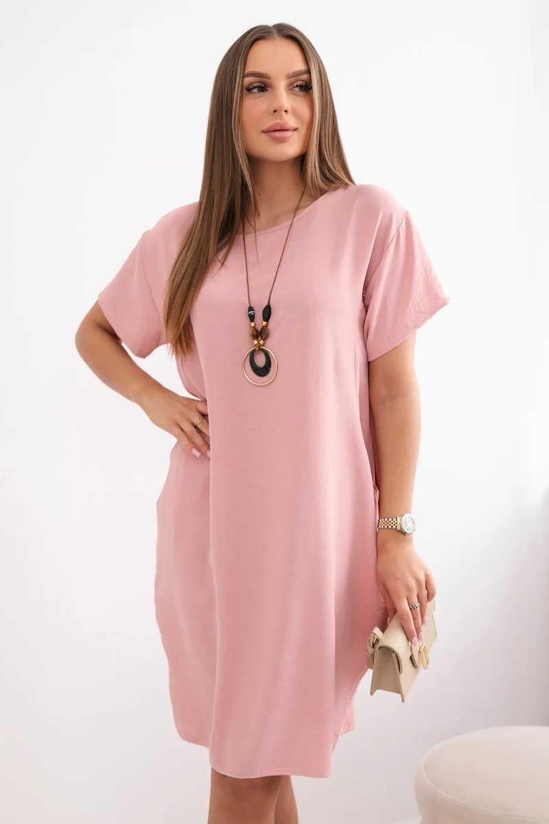 Dress with pockets and pendant dark powder pink