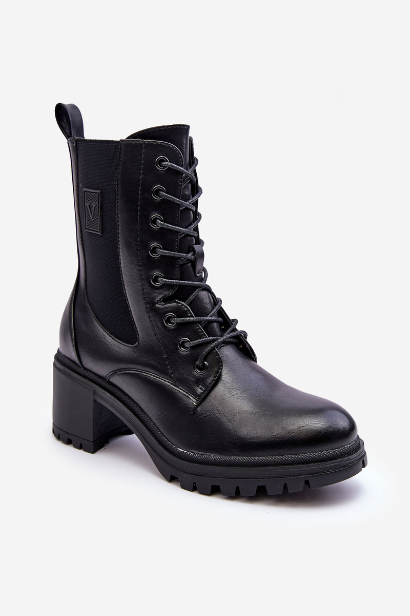Women's Leather Heeled Shoes Black Esnar
