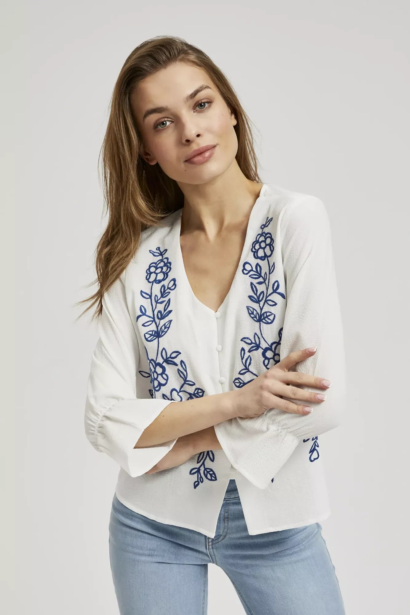 Women's shirt with MOODO pattern - white