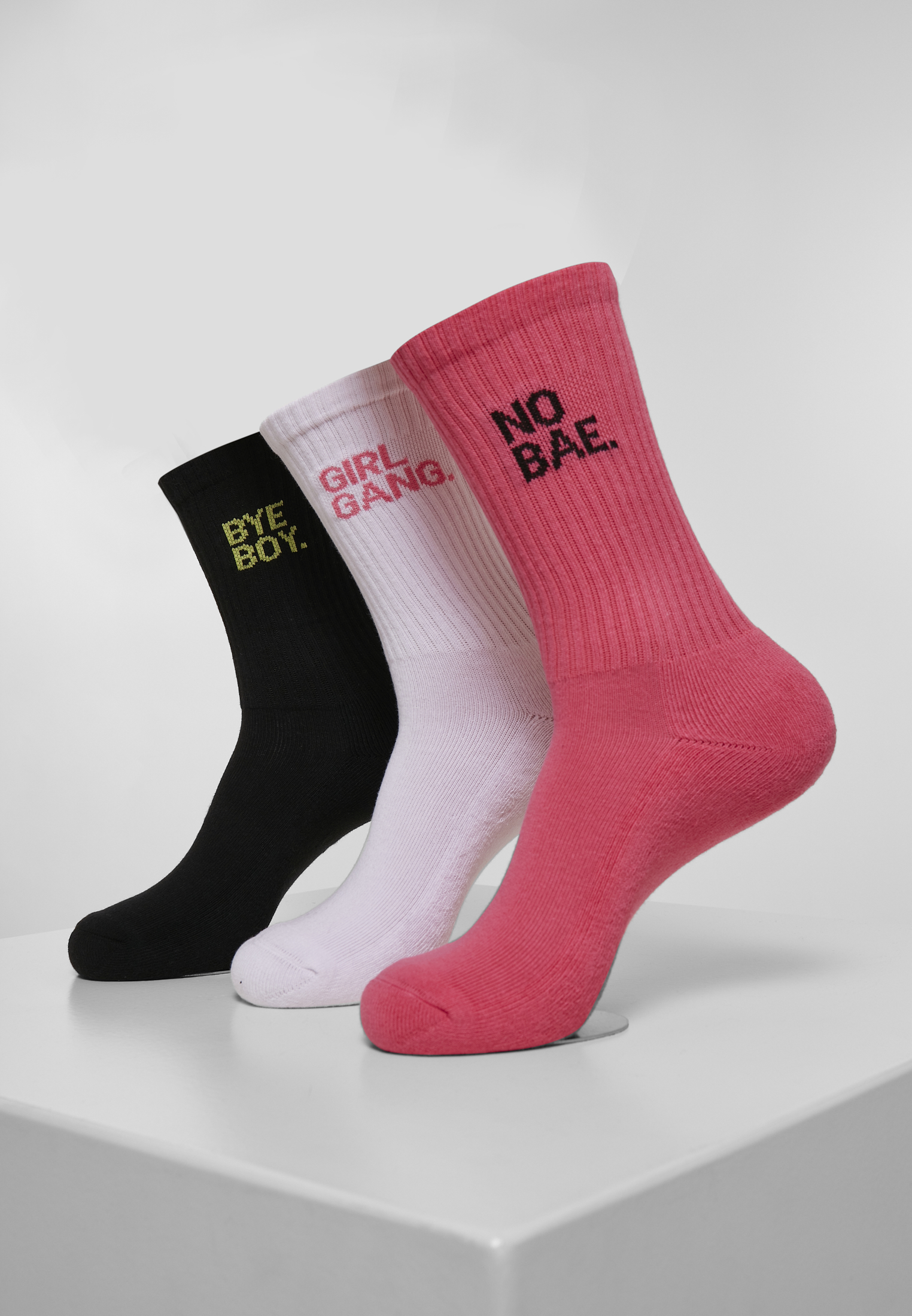 Levně Girl Gang Socks 3-Pack pink/wht/blk