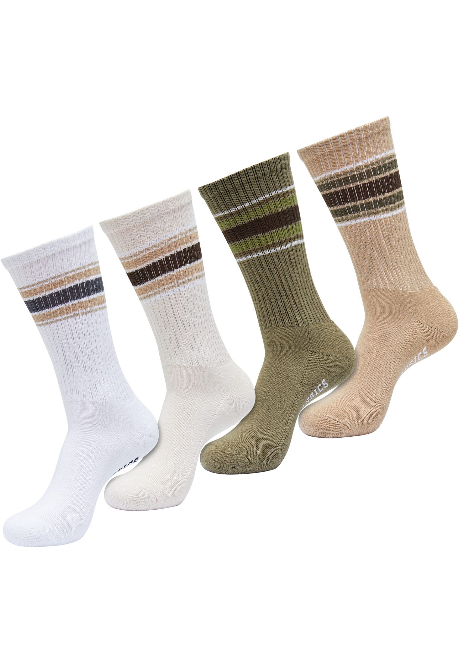 Levně Vrstvené pruhované ponožky 4-balení bílá/bílá písková/tiniolová/béžová
