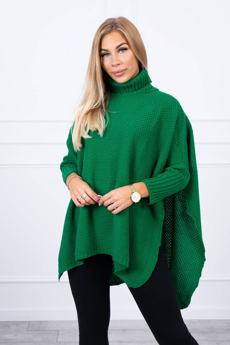 Turtleneck sweater and side slits light green