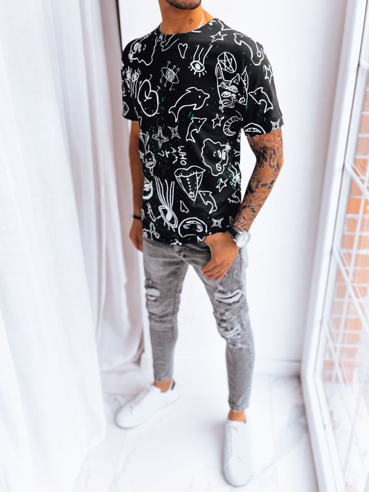 Black men's T-shirt with Dstreet print