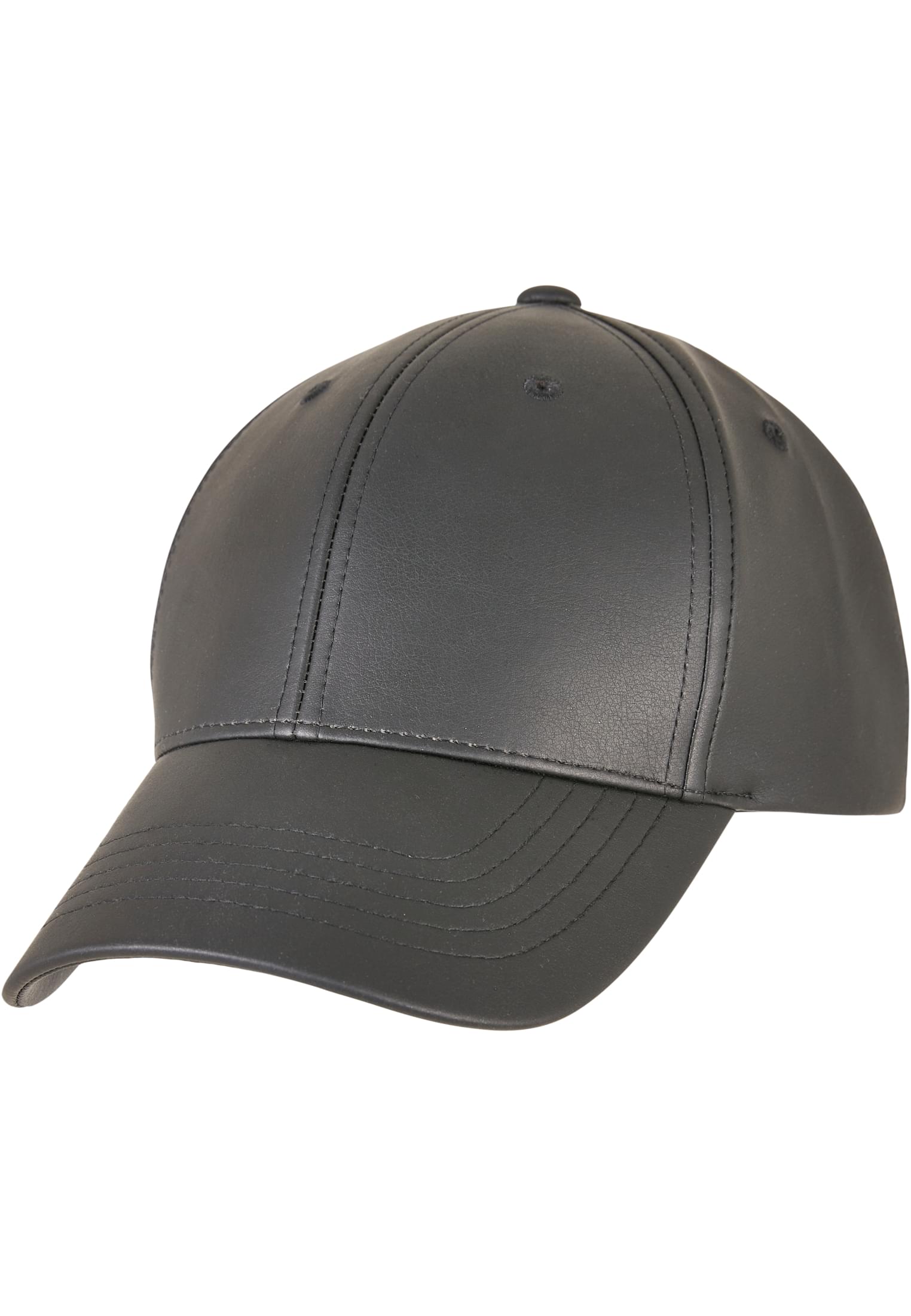 Black Alpha Shape Dad Synthetic Leather Cap