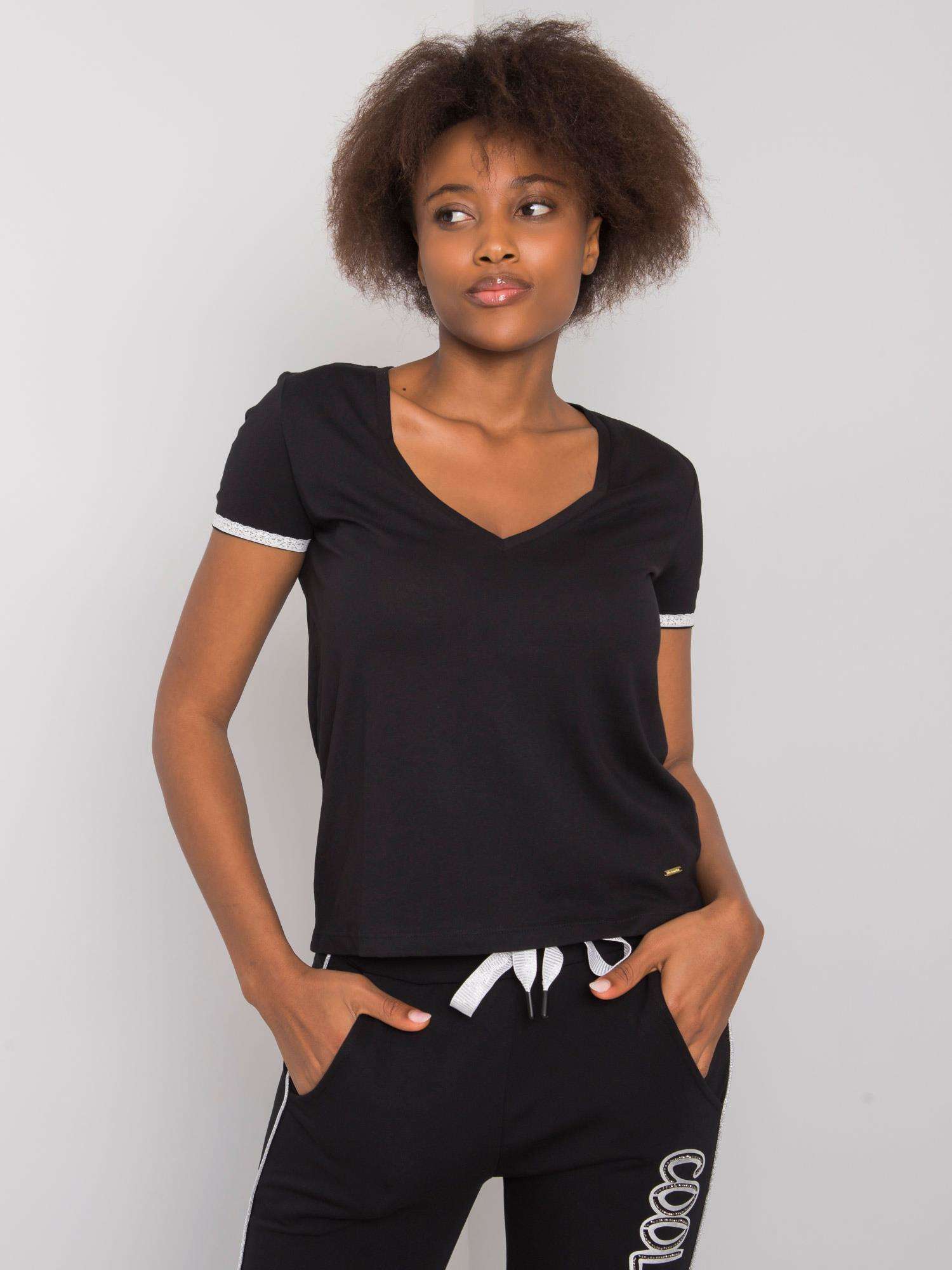 Levně NEVÍŠ MĚ Dámské dámské černé bavlněné tričko