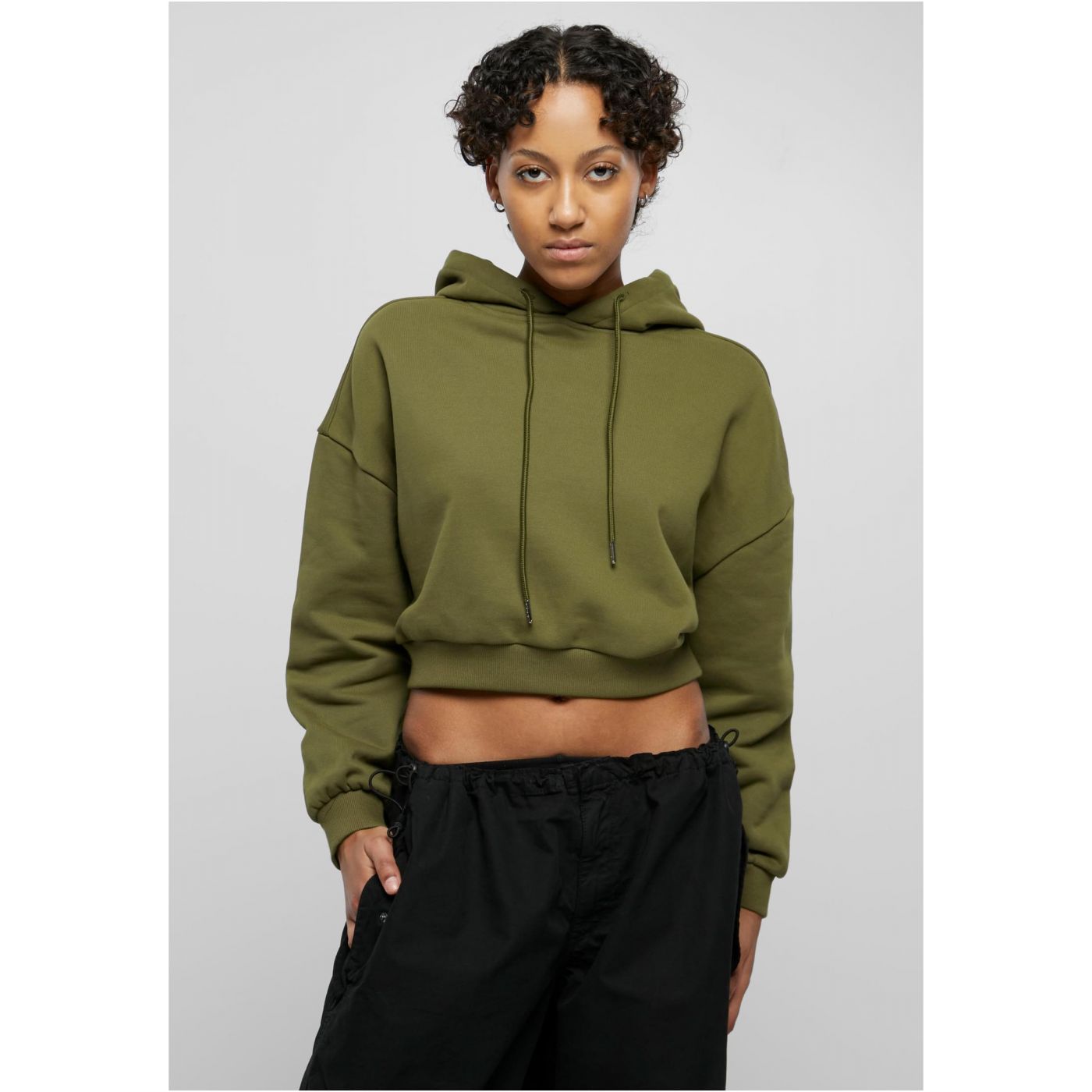 Ladies Cropped Heavy Hoody Summerolive