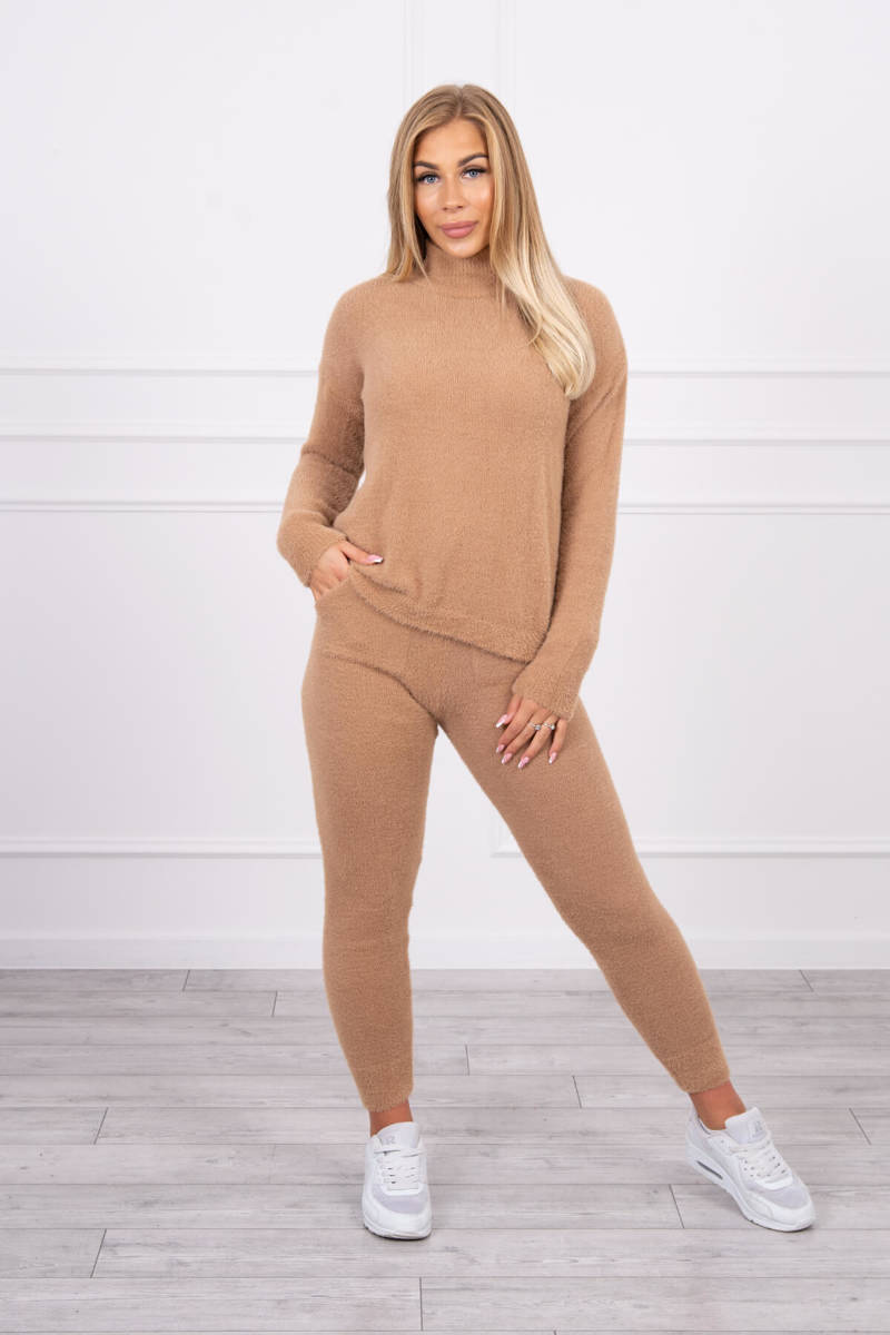 Two-piece set of alpaca camel sweaters