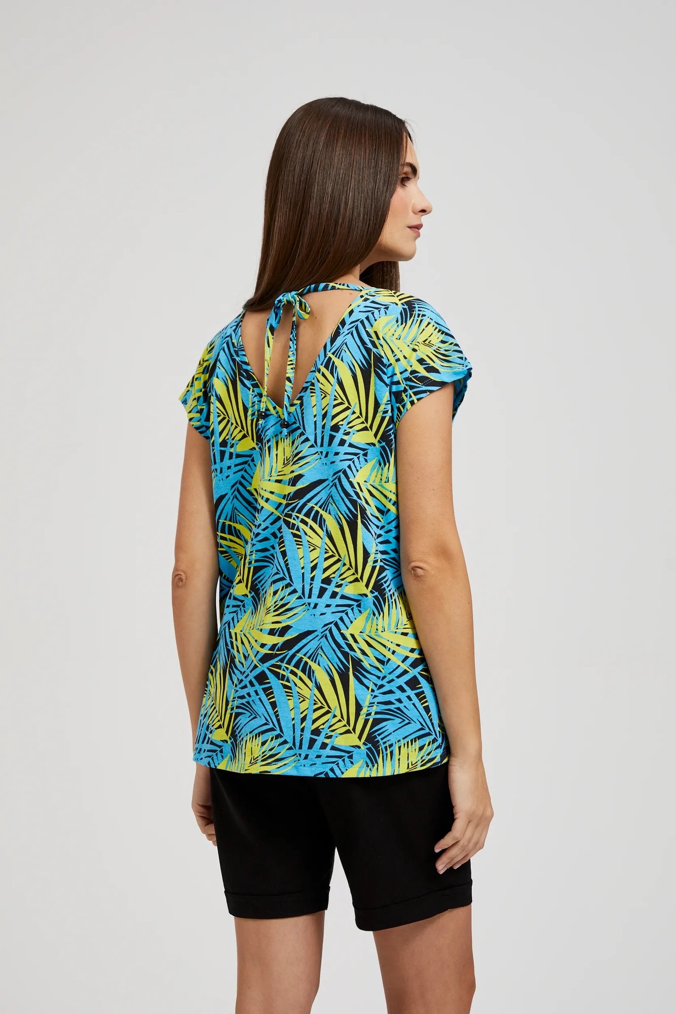 Women's T-shirt with tropical pattern MOODO - blue