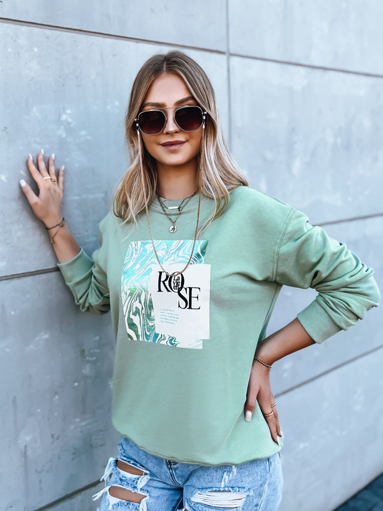 Women's Sweatshirt With Print LAVIEN ROSE Light Green Dstreet